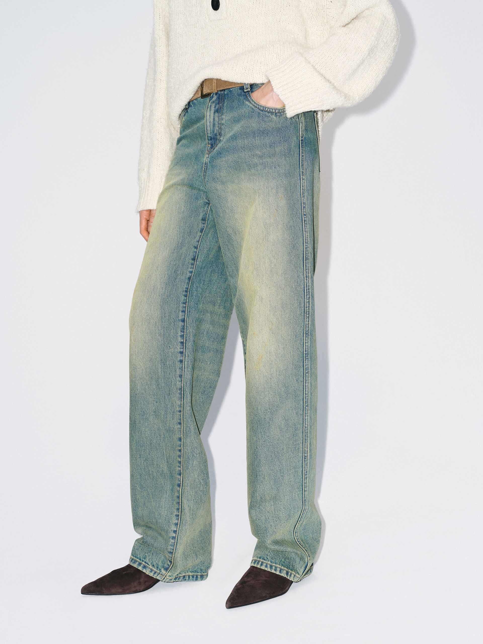 Cotton Faded Distressed Jeans - Image 3