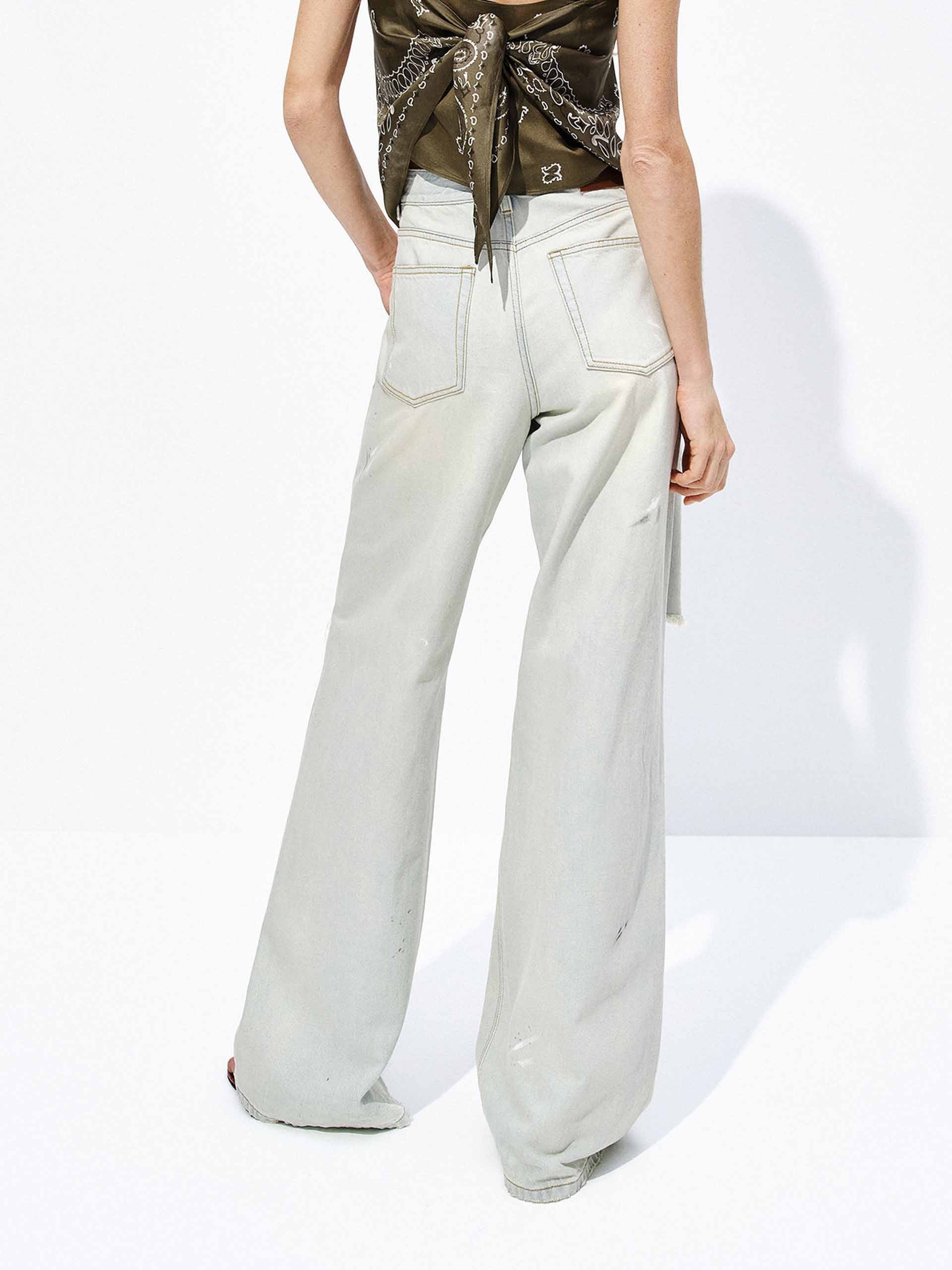 Cotton Hemp Wide Ripped Jeans - Image 3