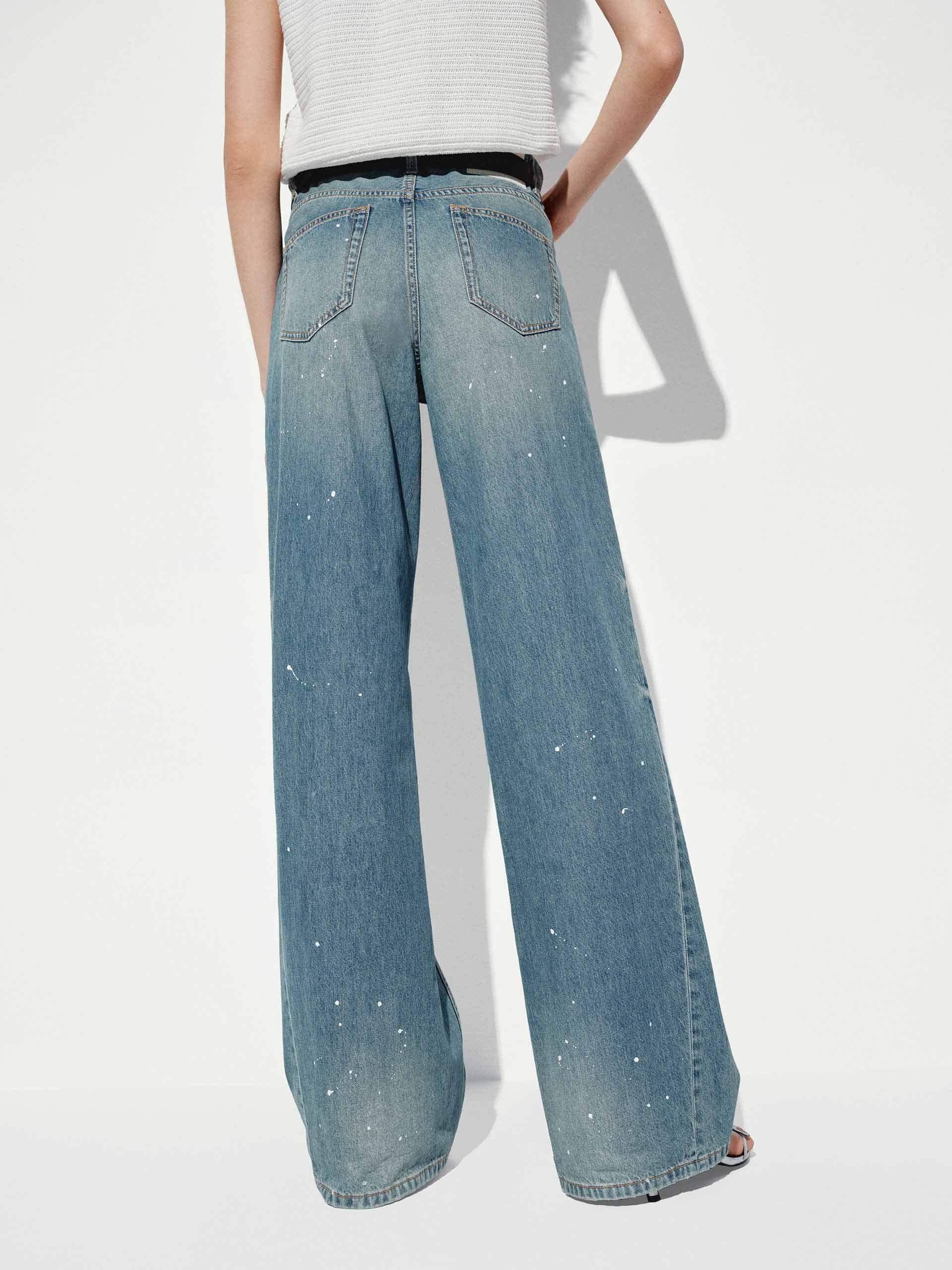 Cotton Ink-splashed Jeans - Image 6