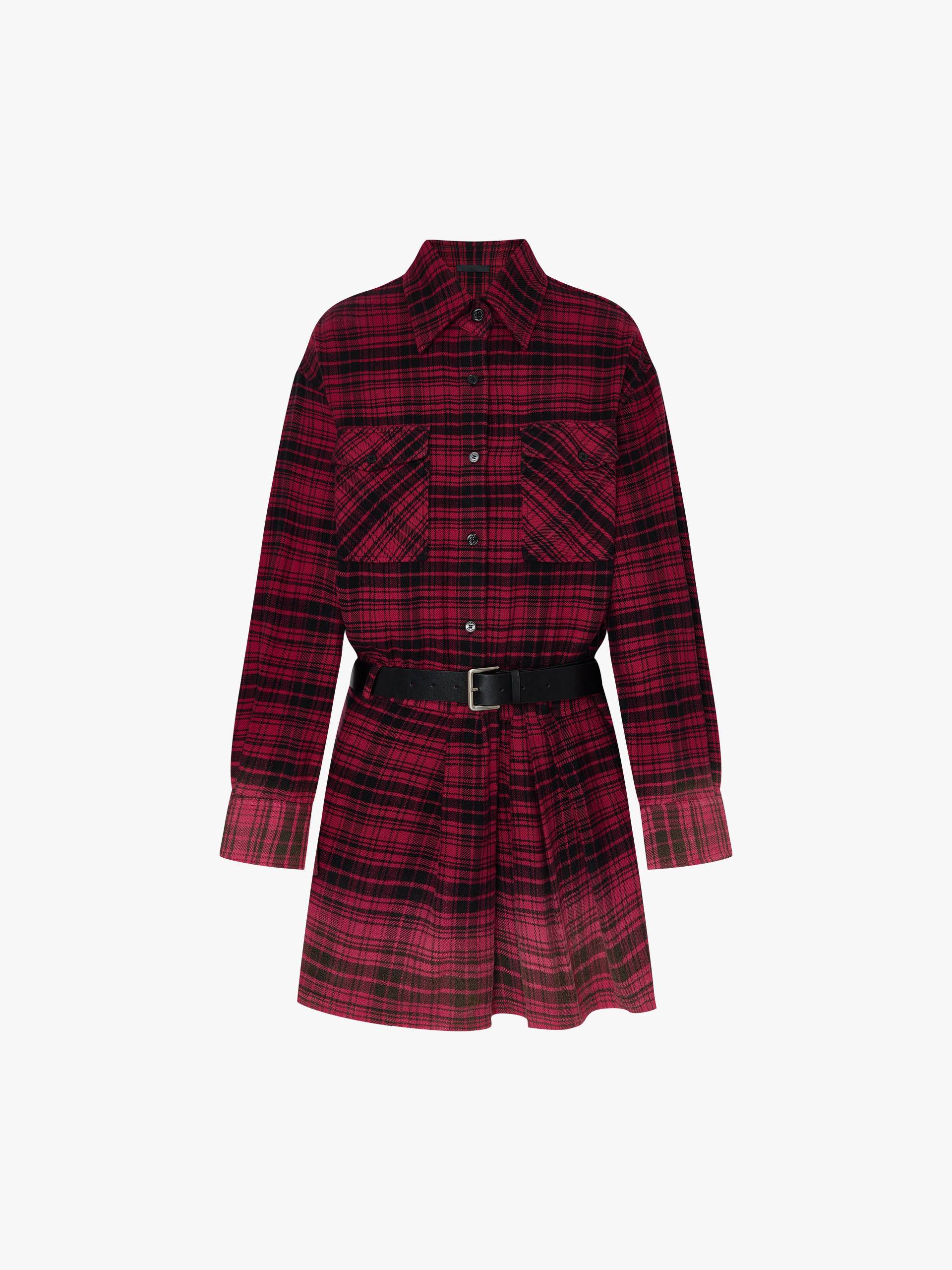 Cotton Plaid Shirt Dress - Image 5