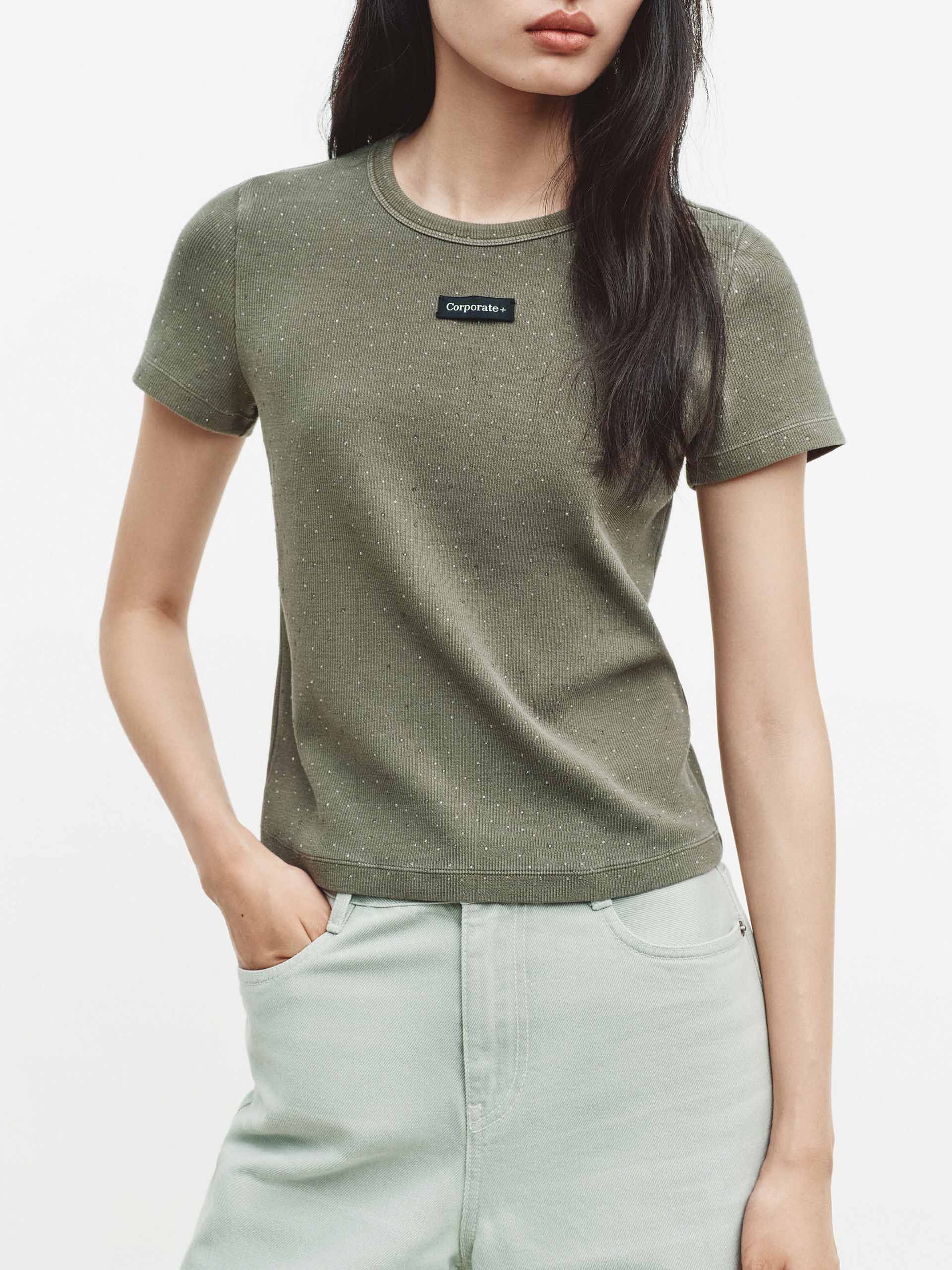 Cotton Rhinestone Detail T-shirt - Image 6