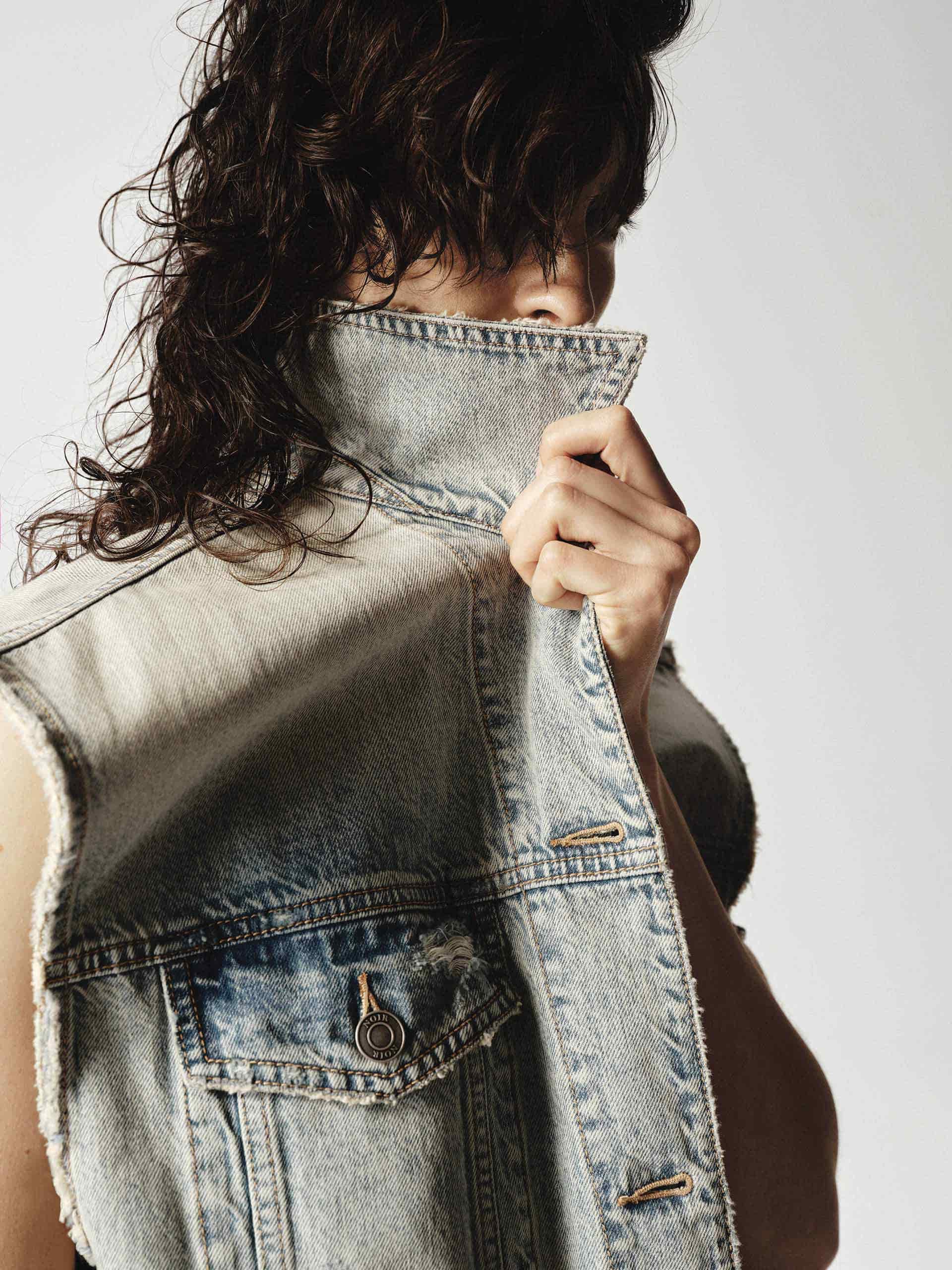 Cotton Ripped Denim Waistcoat - Image 6
