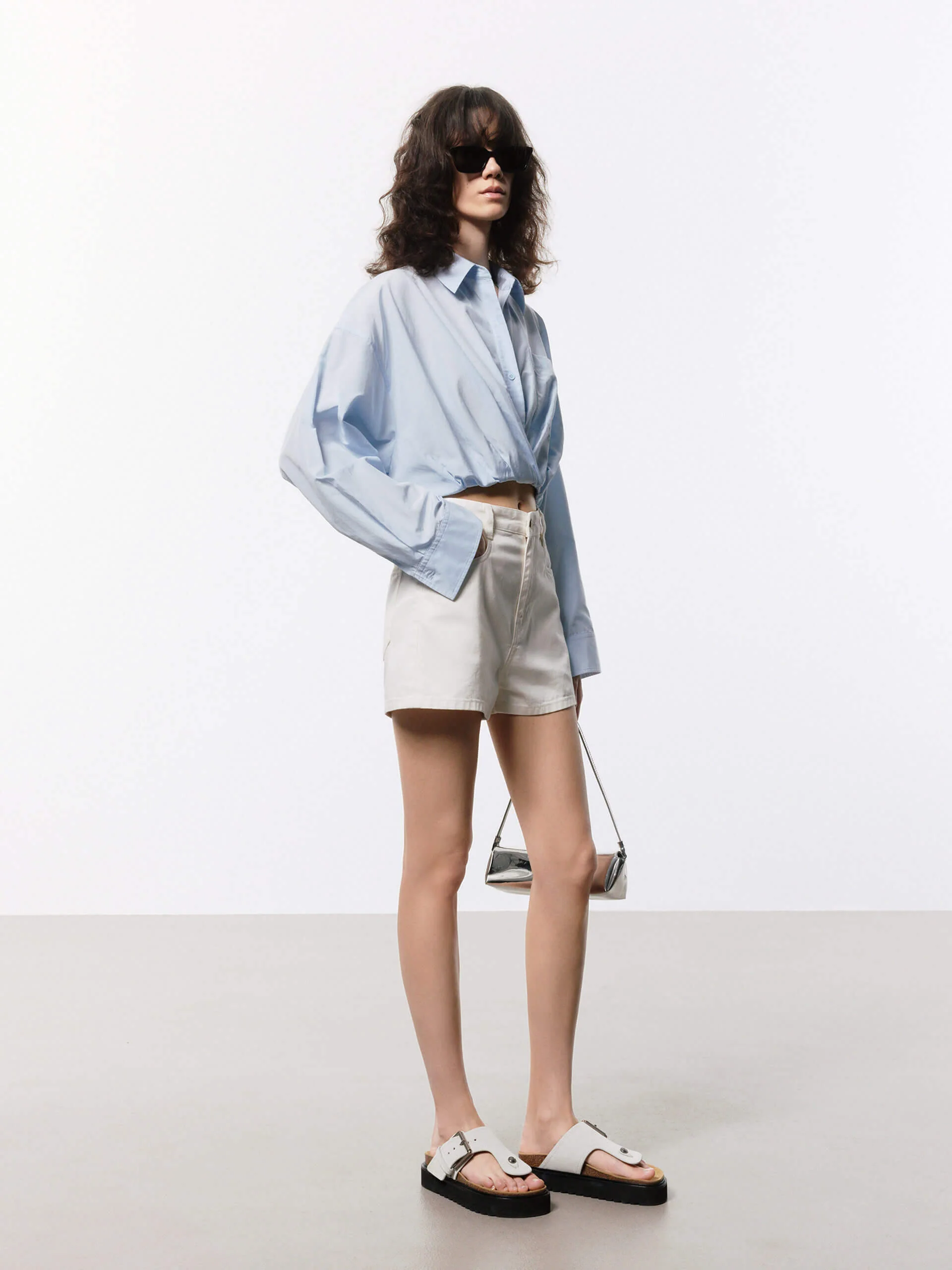 Cotton Silk Cropped Shirt - Image 7