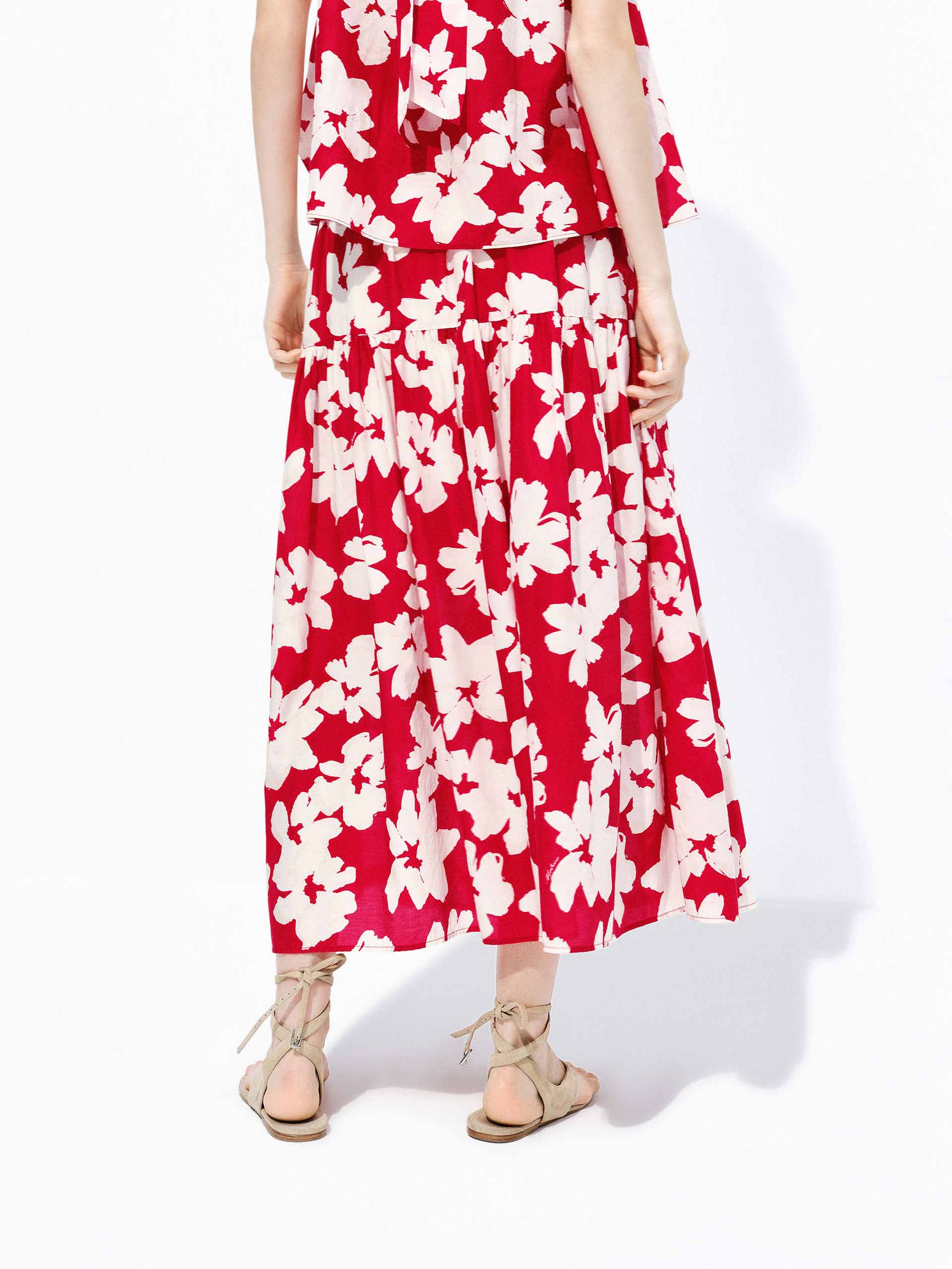 Cotton Silk Floral Midi Skirt - Image 7