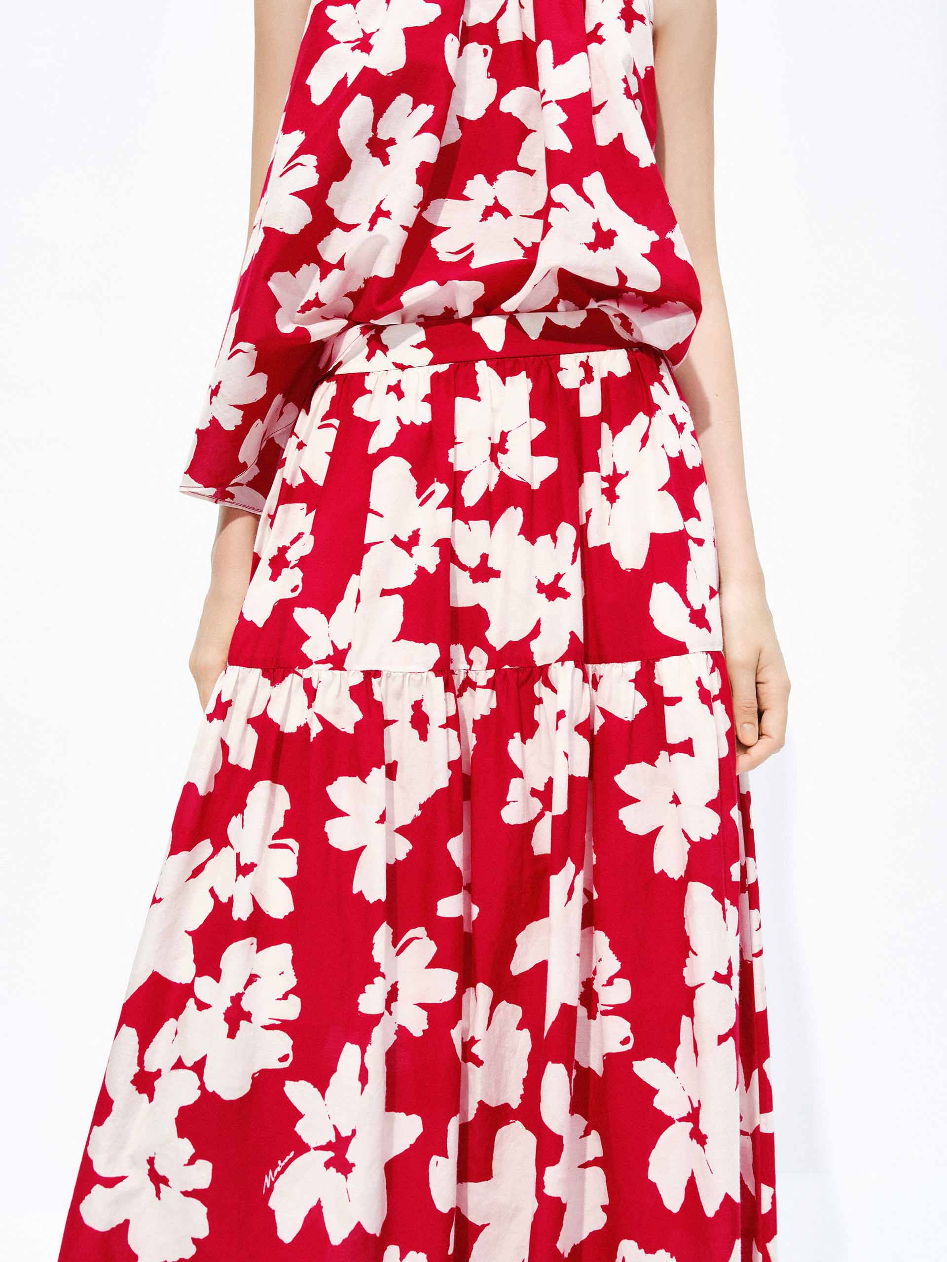 Cotton Silk Floral Midi Skirt - Image 8