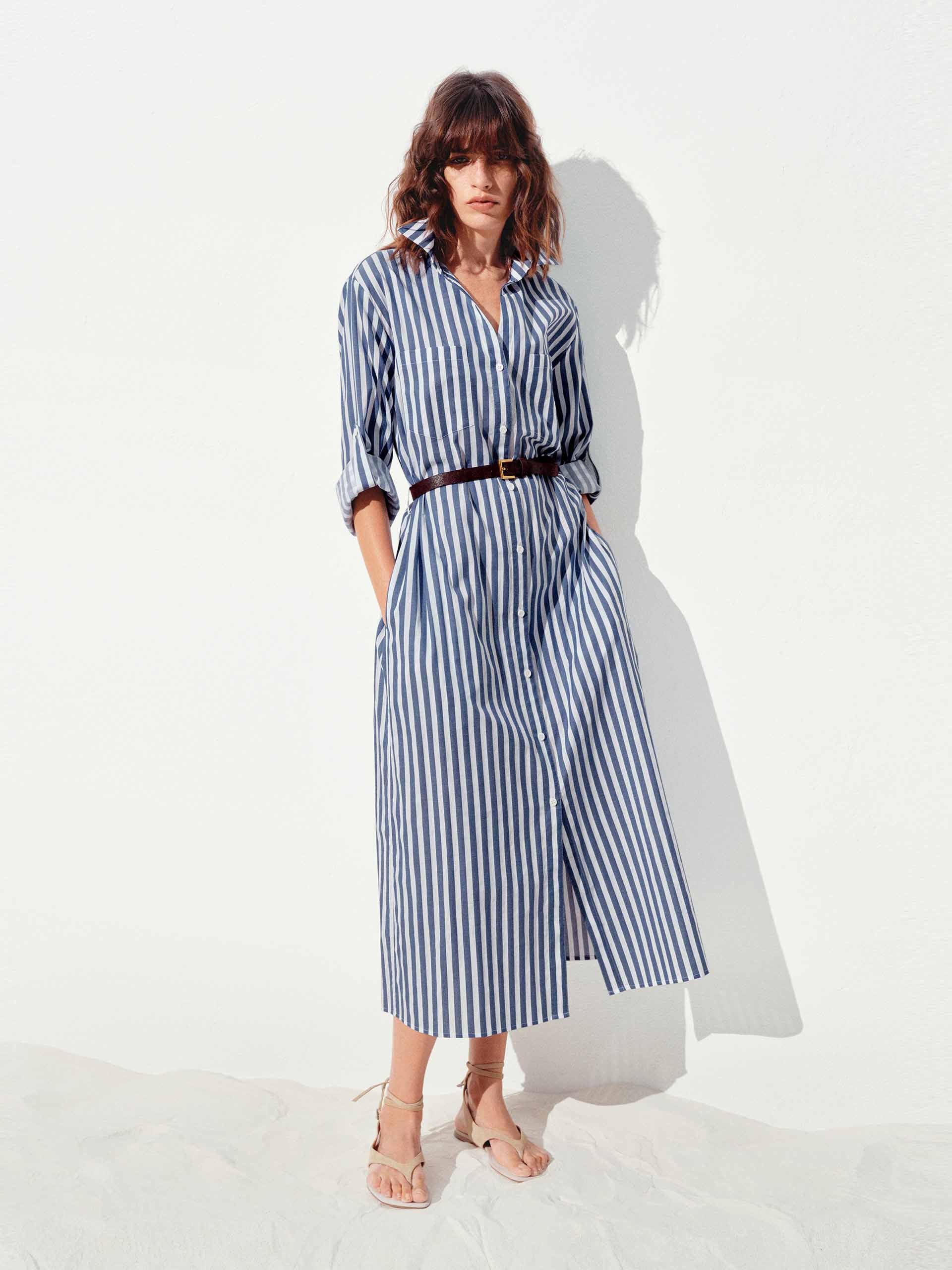 Cotton Striped Shirt Dress