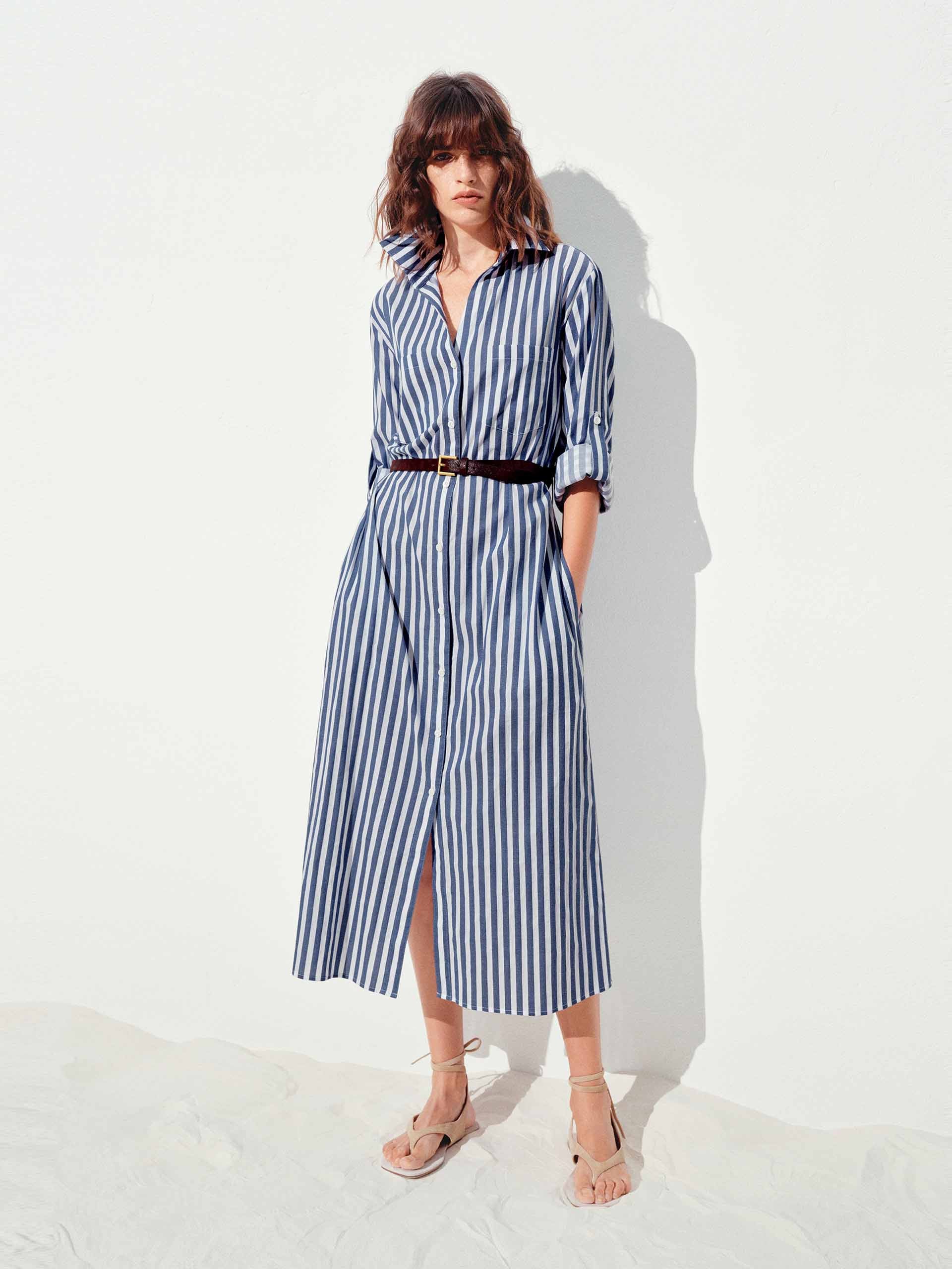 Cotton Striped Shirt Dress - Image 2