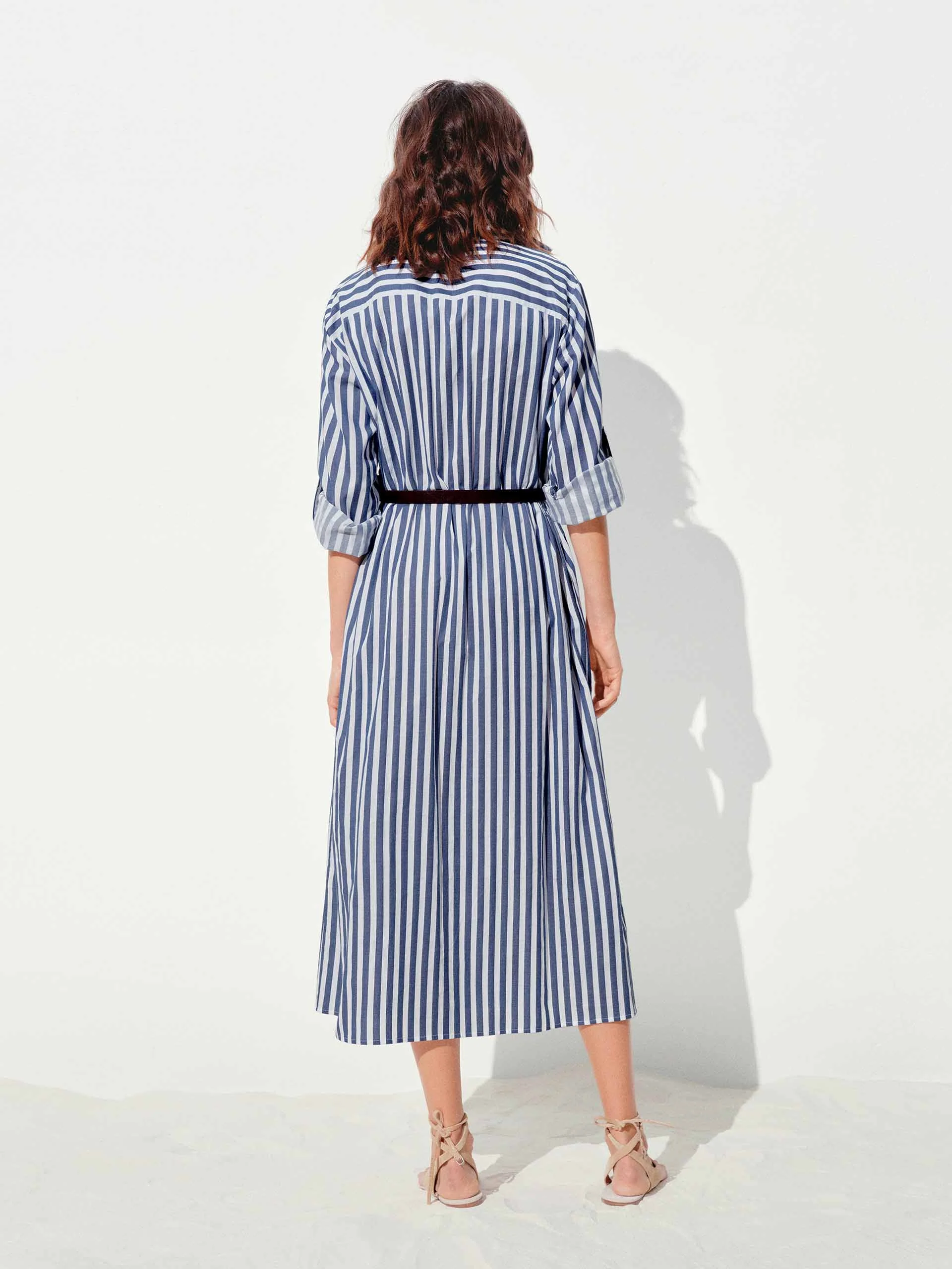 Cotton Striped Shirt Dress - Image 3