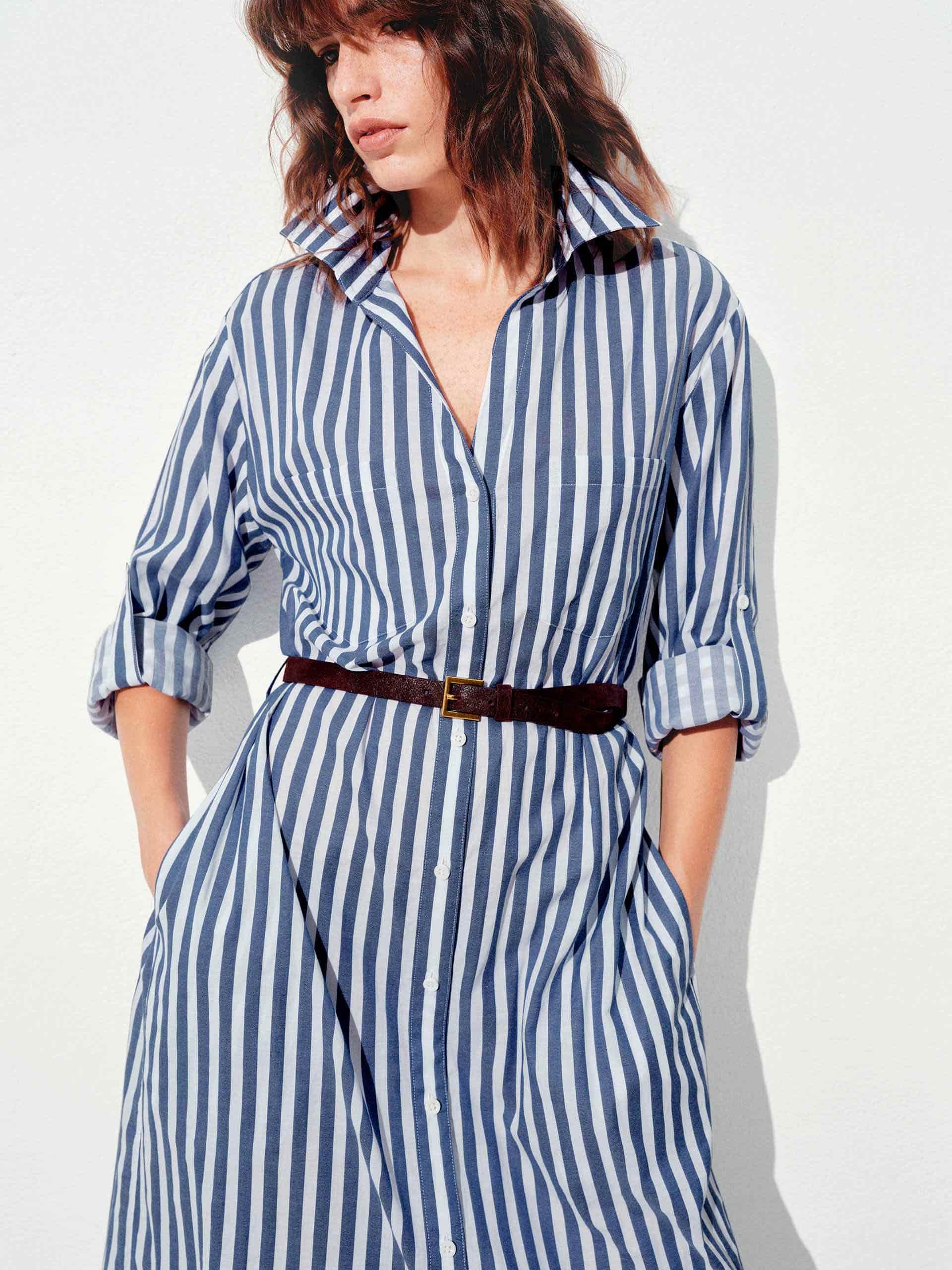 Cotton Striped Shirt Dress - Image 4