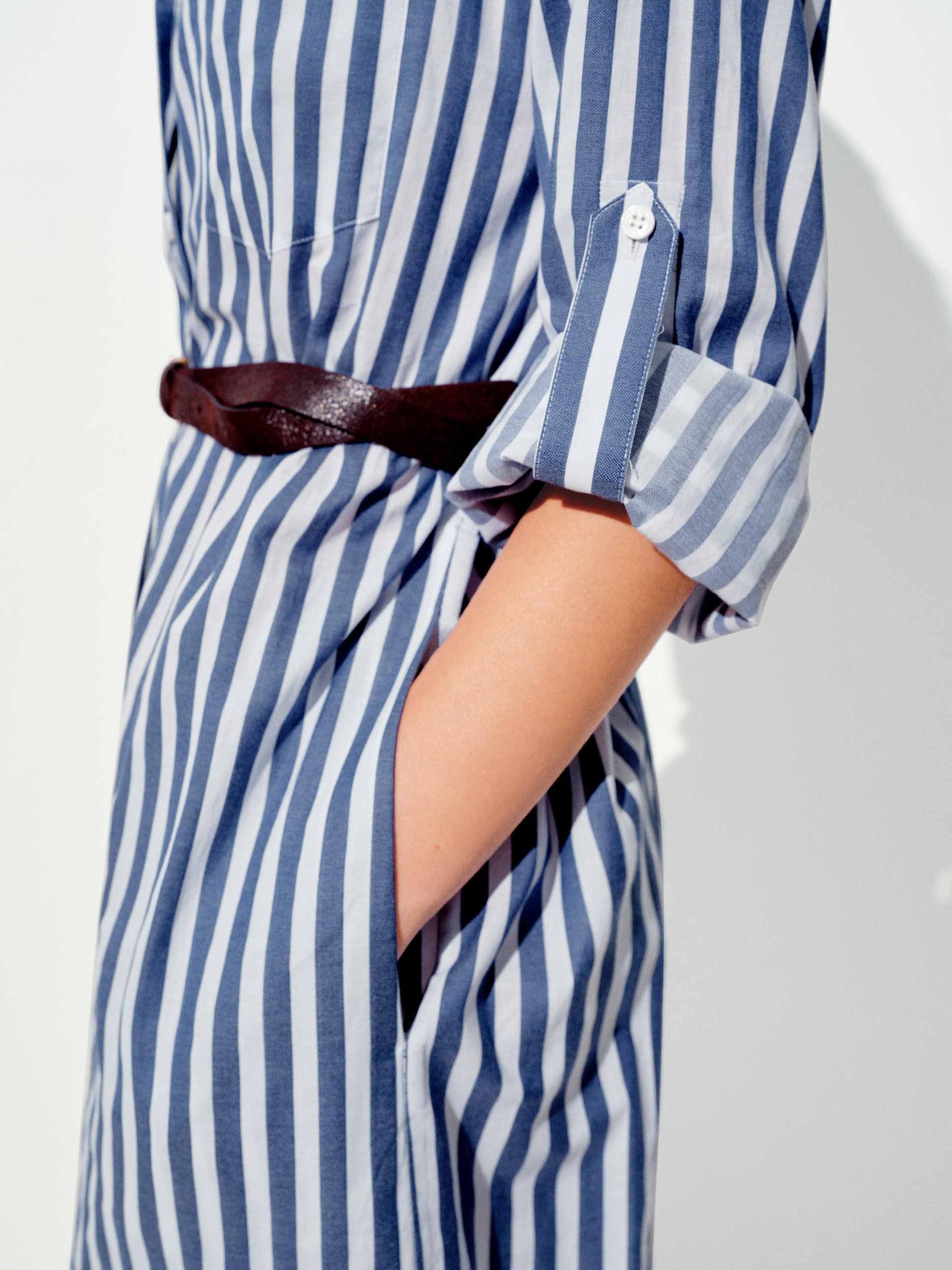 Cotton Striped Shirt Dress - Image 5
