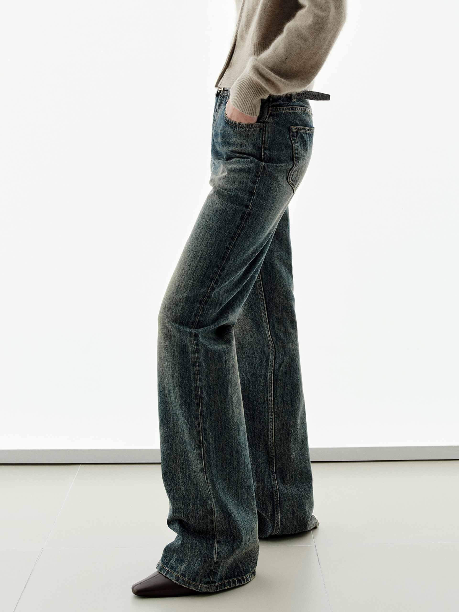 Cotton Wash Flared Jeans - Image 3