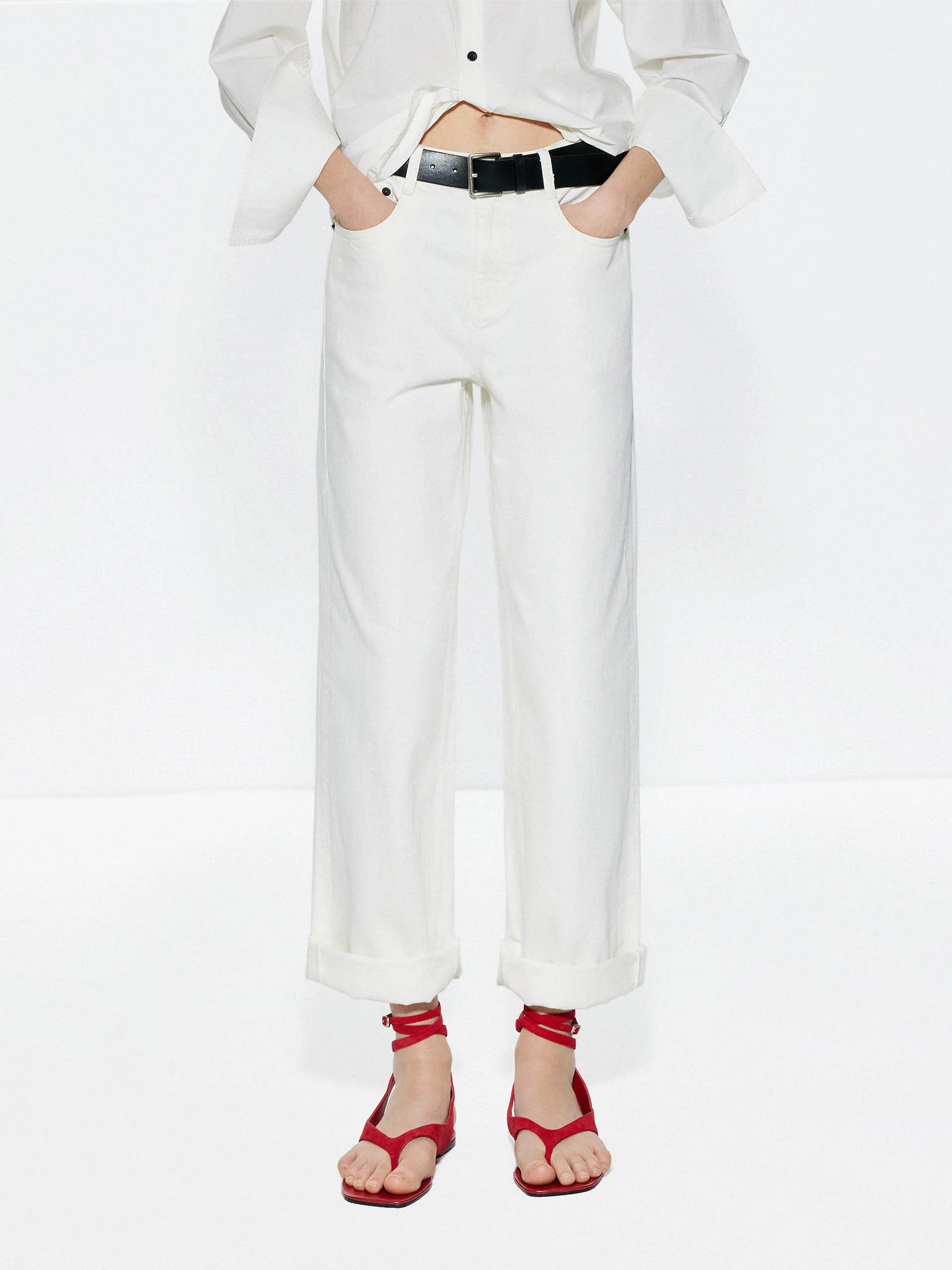 Cotton White Straight Jeans