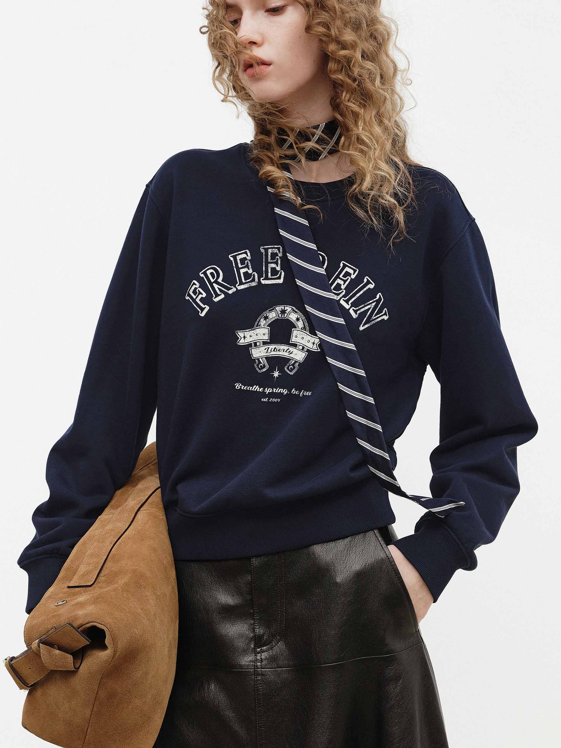 Crewneck Letter Cotton Sweatshirt