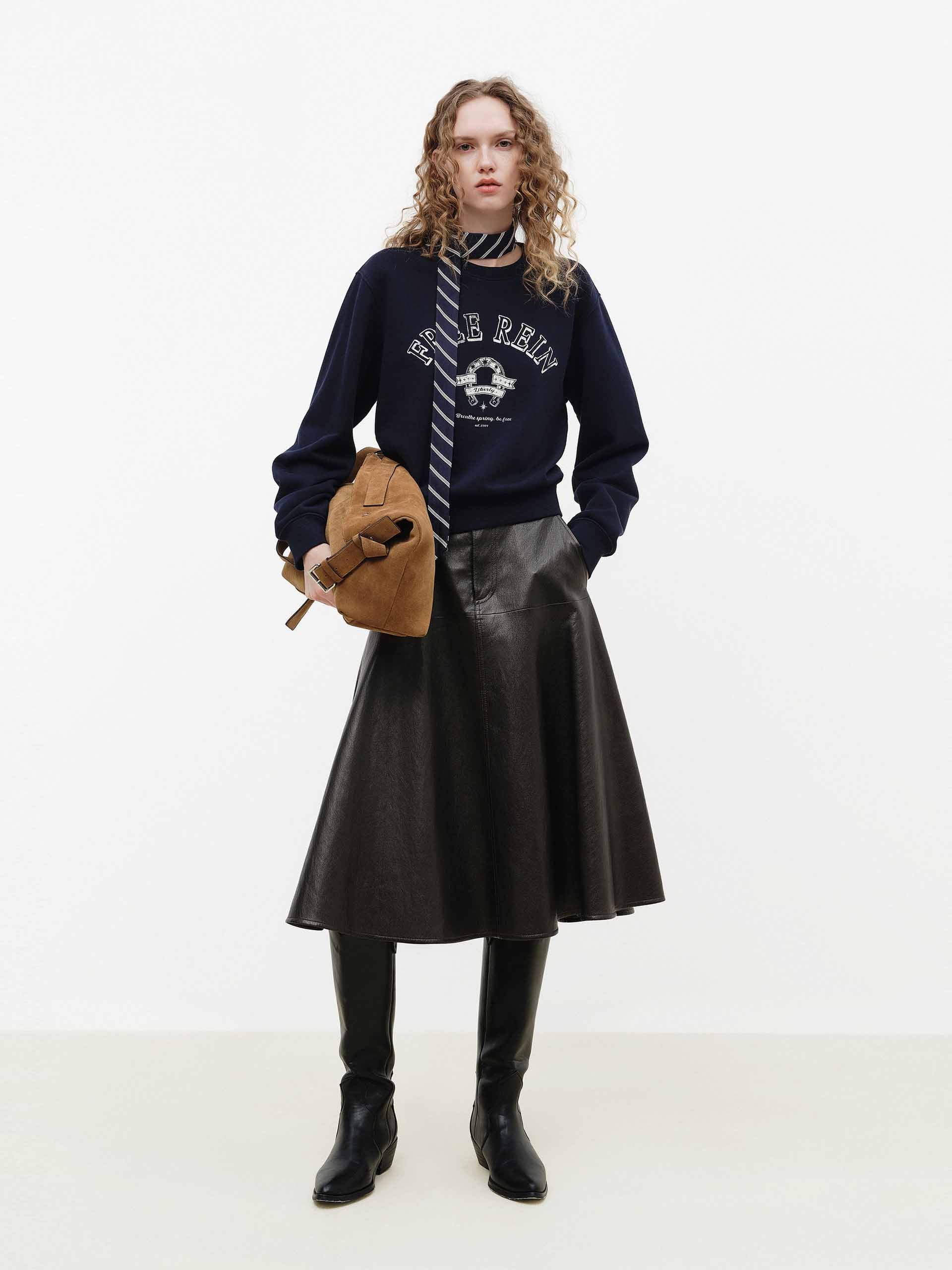 Crewneck Letter Cotton Sweatshirt - Image 2