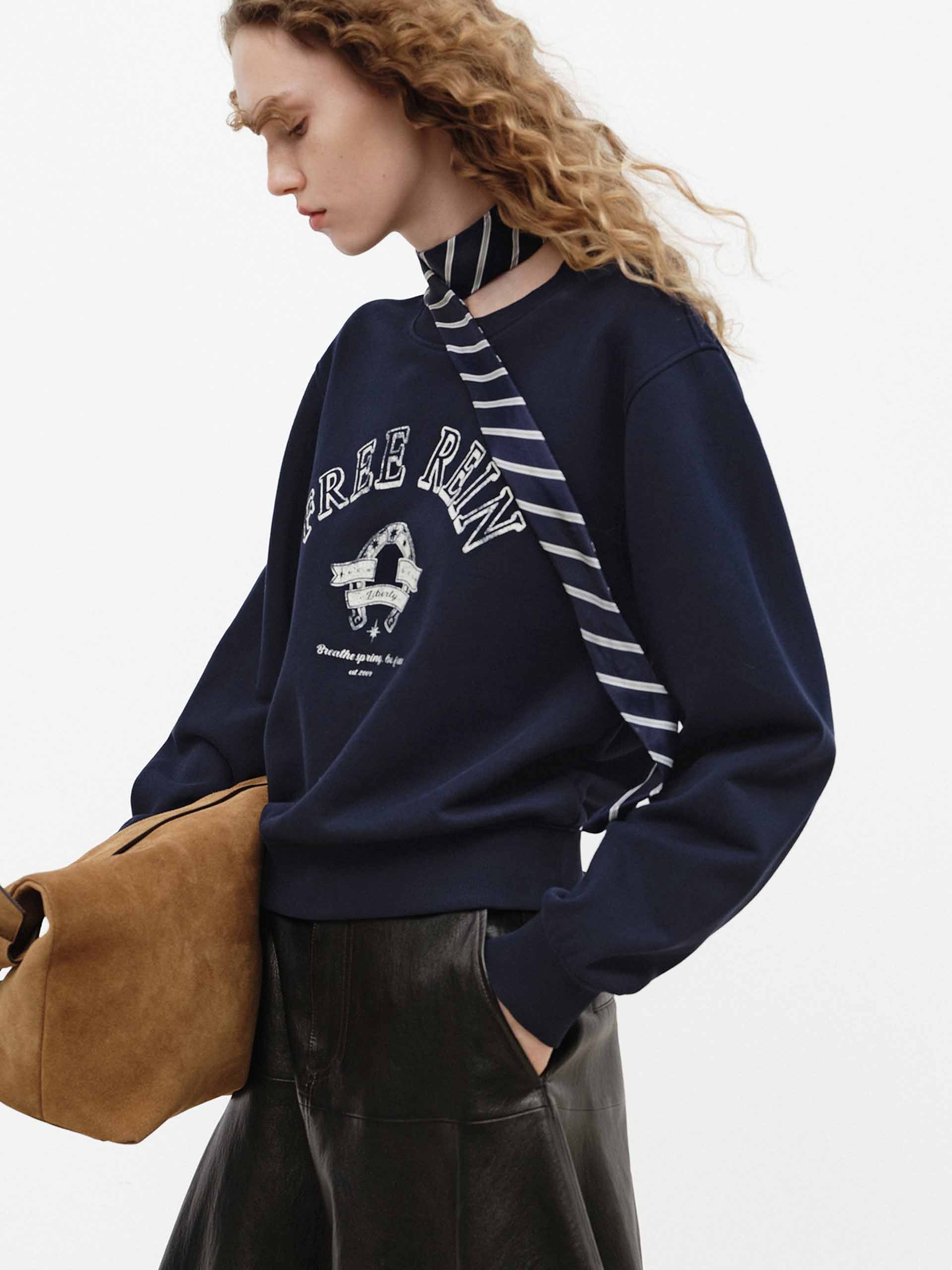 Crewneck Letter Cotton Sweatshirt - Image 3