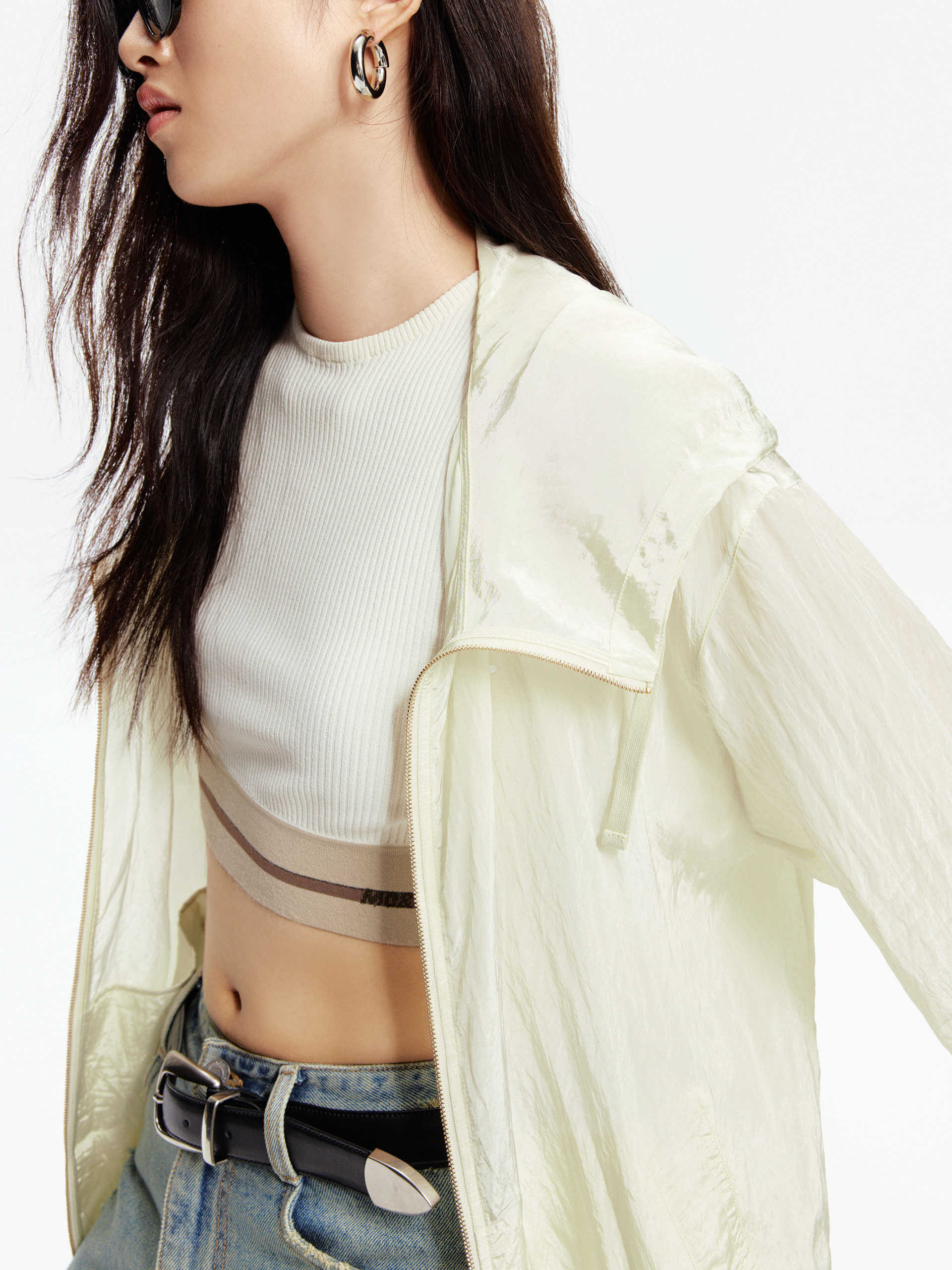 Crinkled Textured Hood Jacket - Image 11