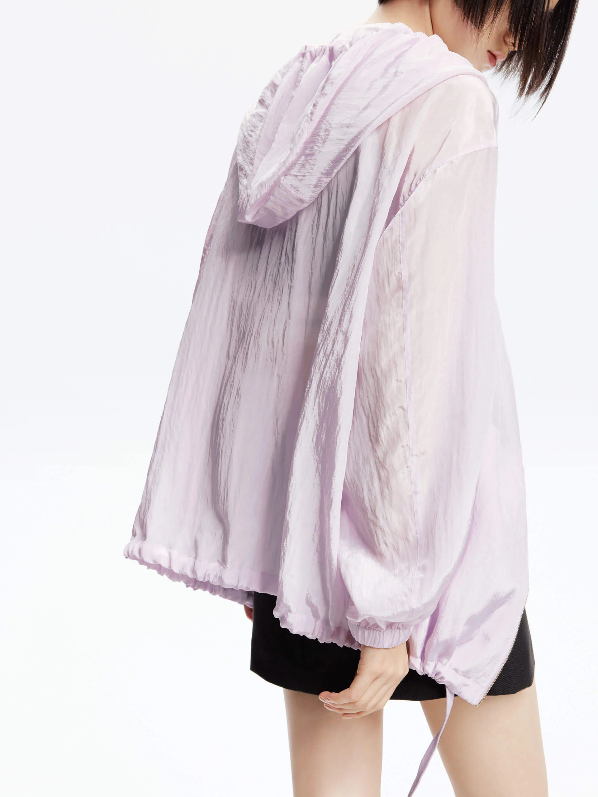Crinkled Textured Hood Jacket - Image 3