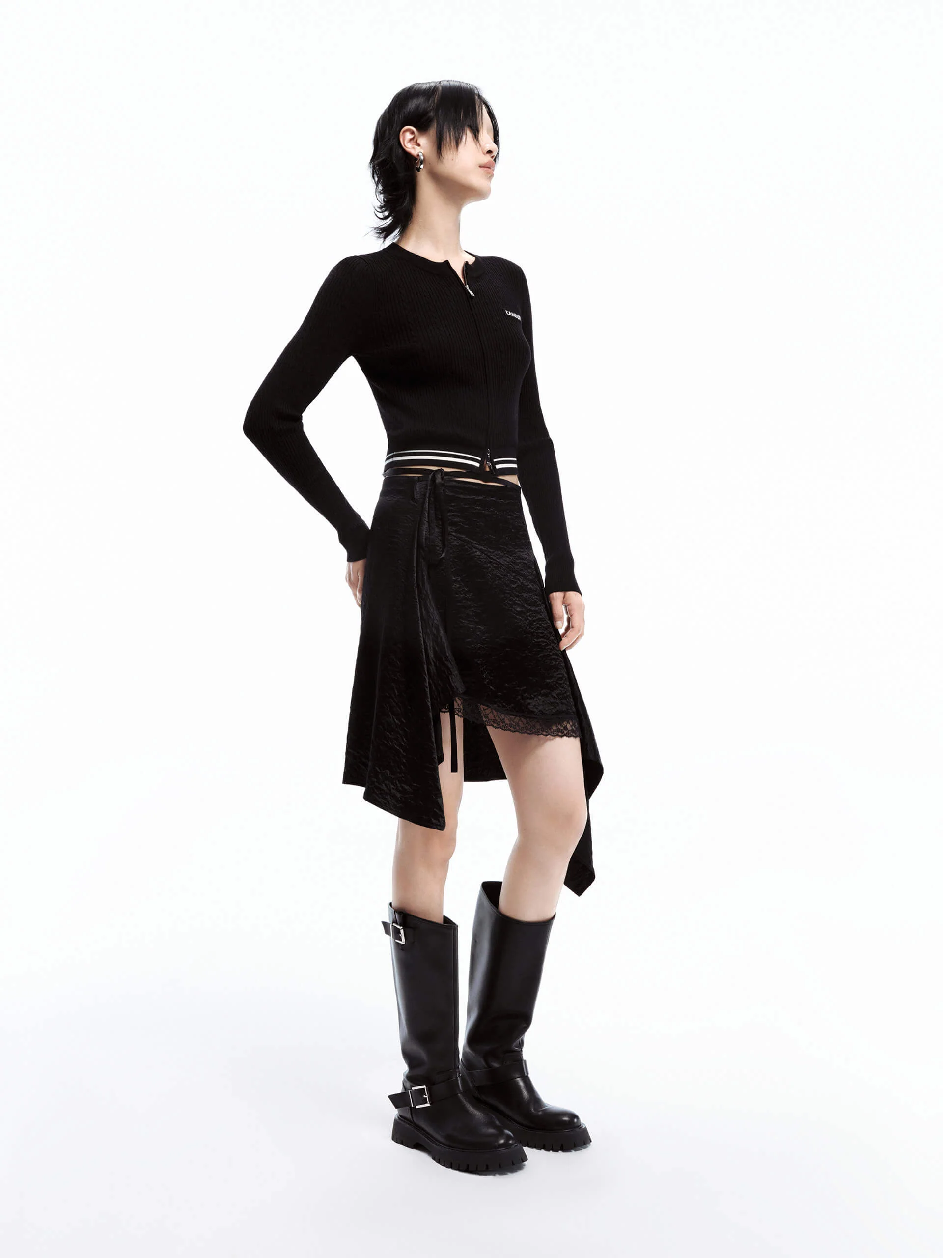 Crinkled Textured Irregular Skirt - Image 2