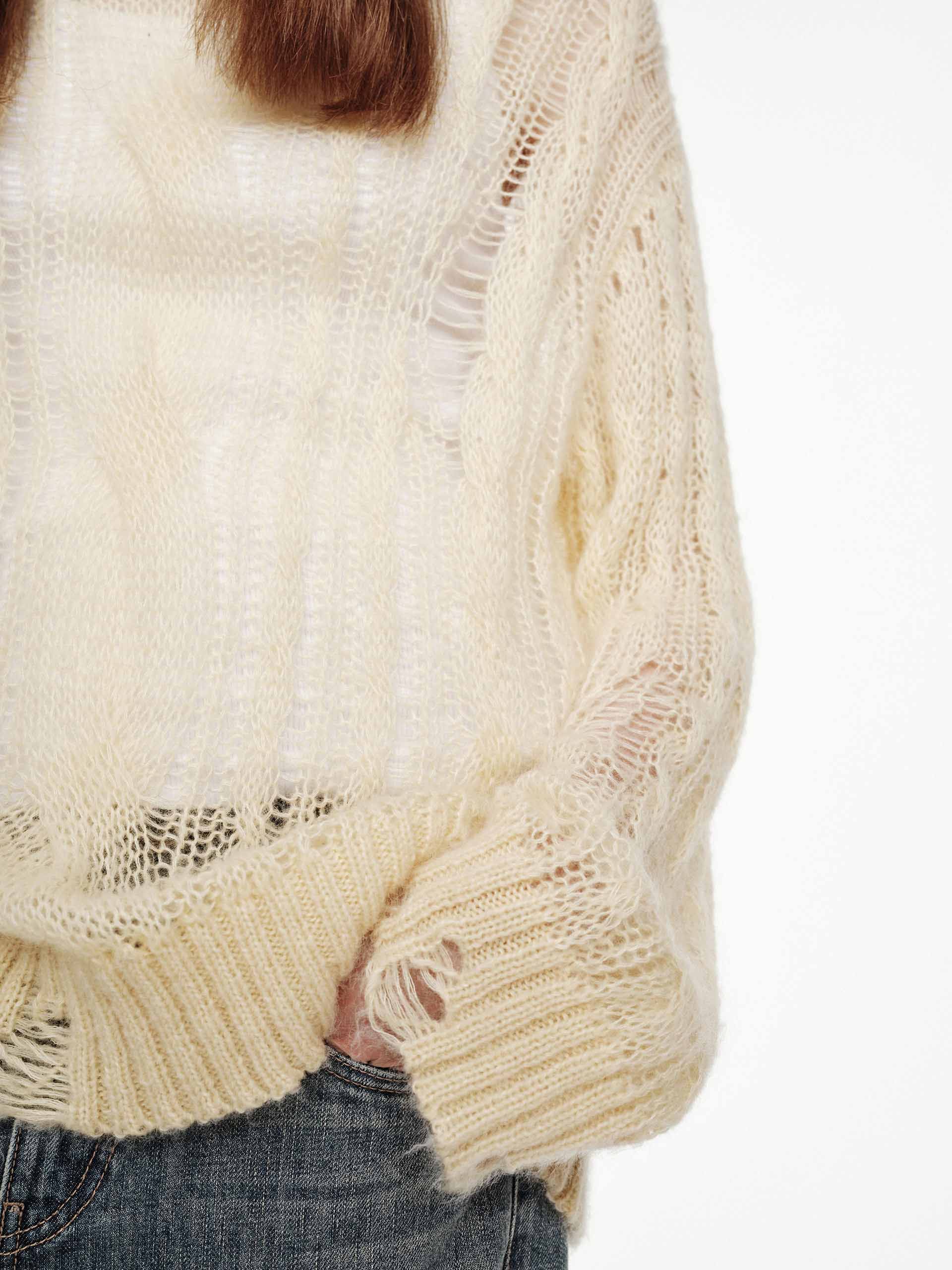 Crochet Raw Hem Sweater - Image 16