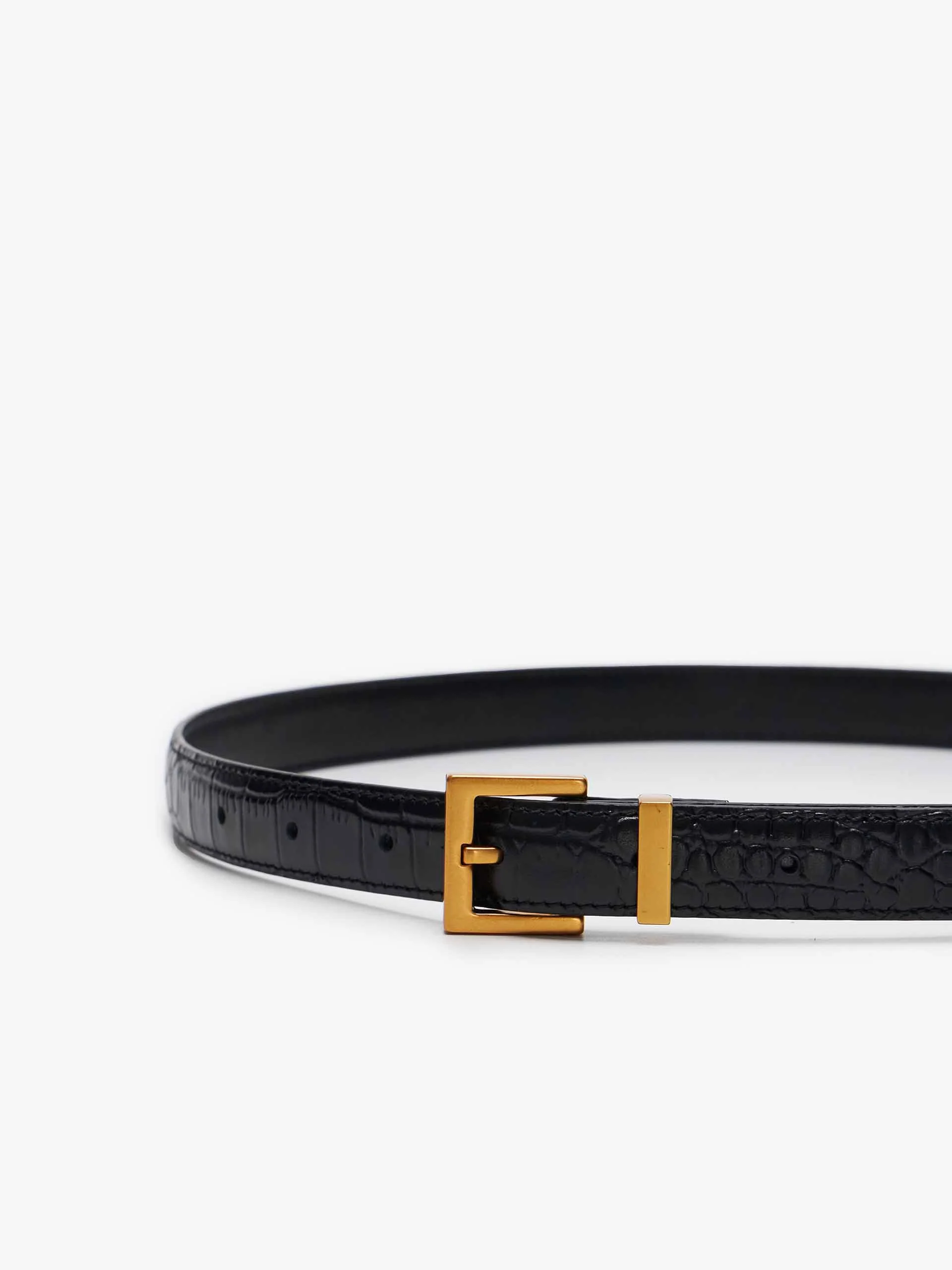 Crocodile Embossed Leather Belt - Image 12