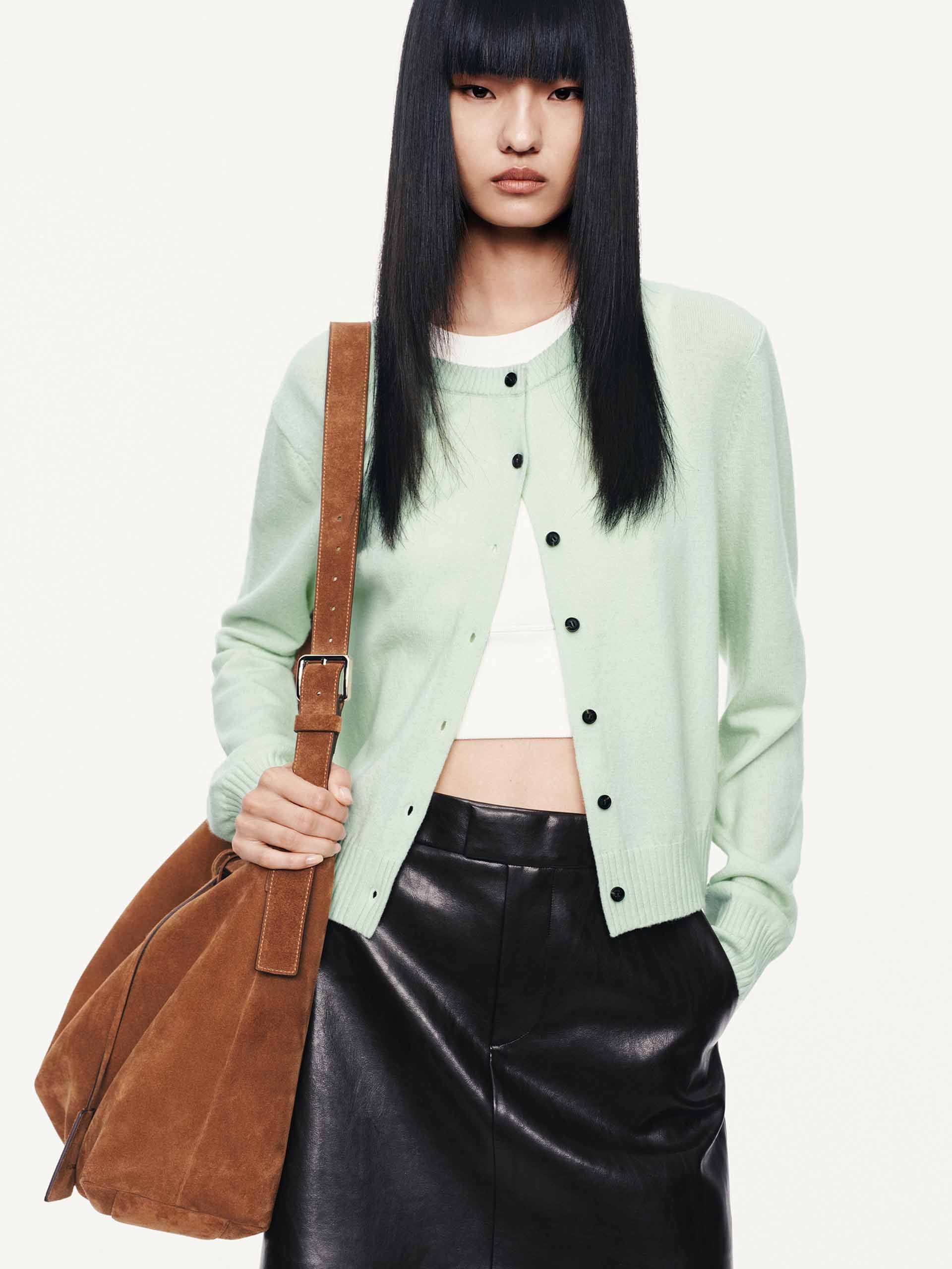 Cropped Button Closure Cardigan