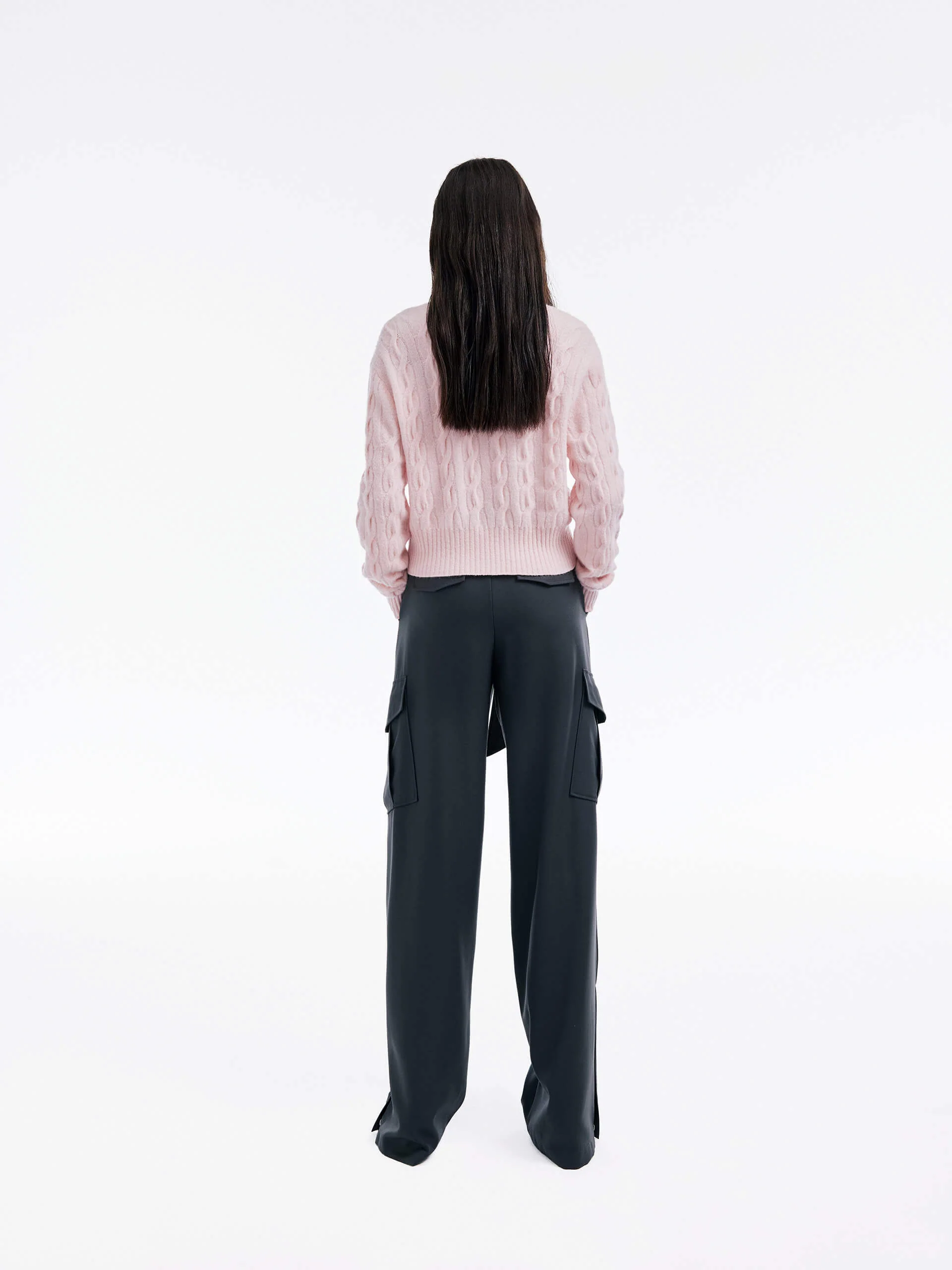 Cropped Cable Knit Cardigan - Image 15
