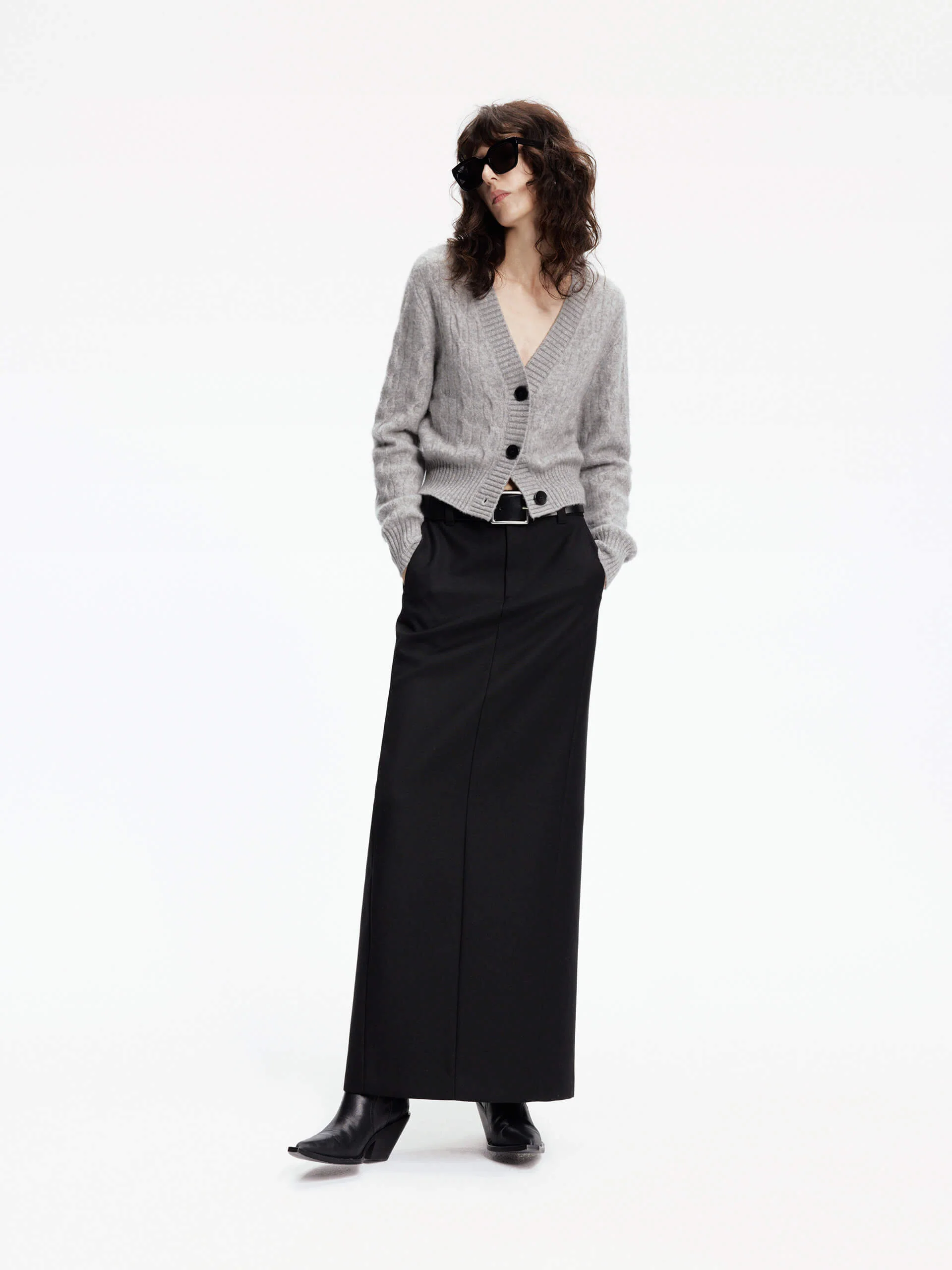 Cropped Cable Knit Cardigan - Image 6