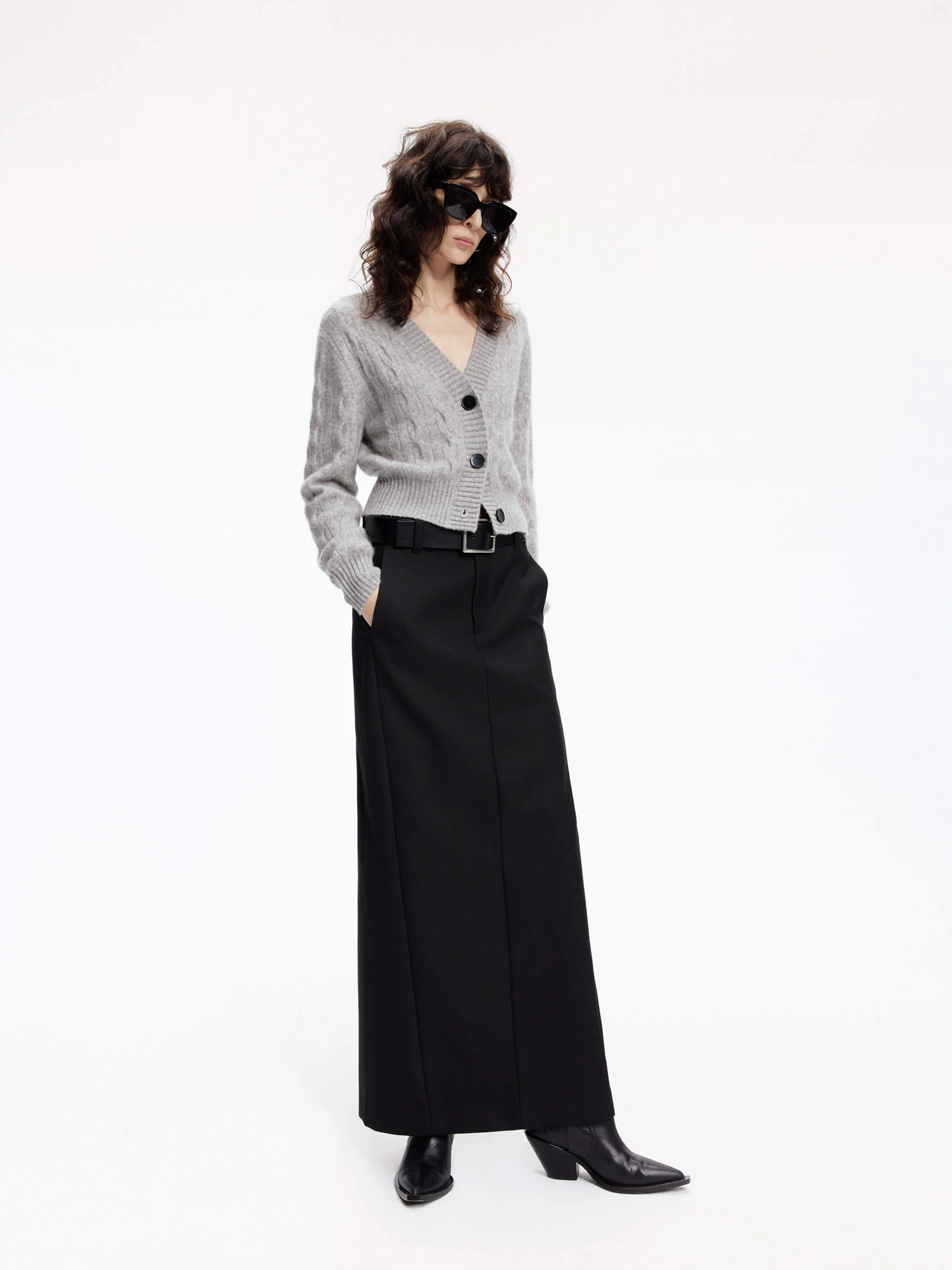 Cropped Cable Knit Cardigan - Image 8