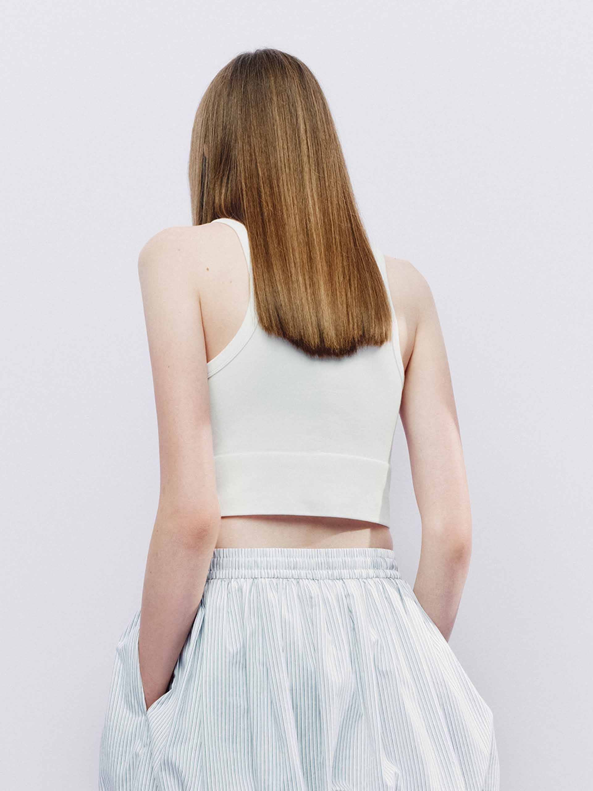 Cropped Cotton Blend Tank Top - Image 3