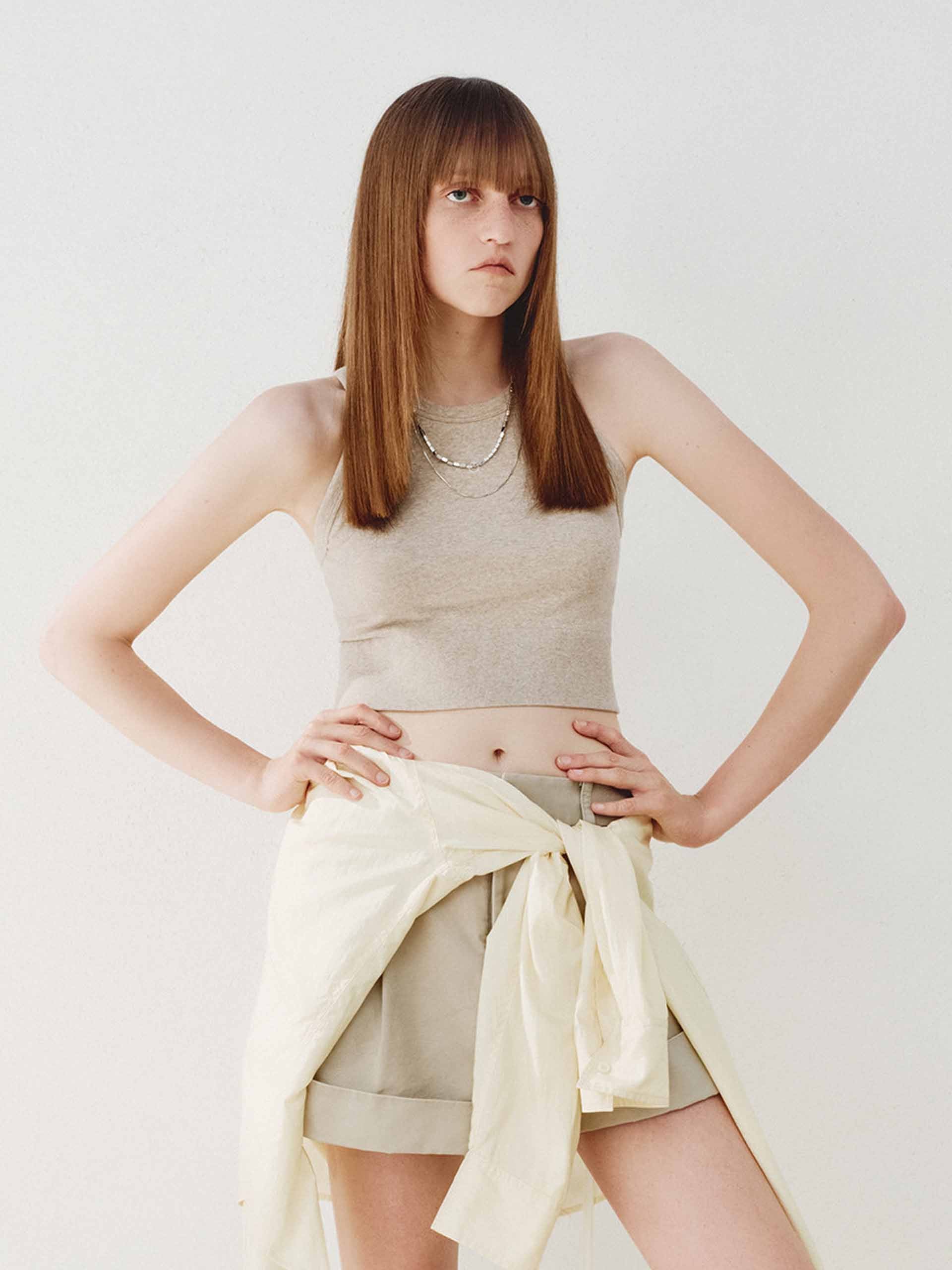 Cropped Cotton Blend Tank Top - Image 9