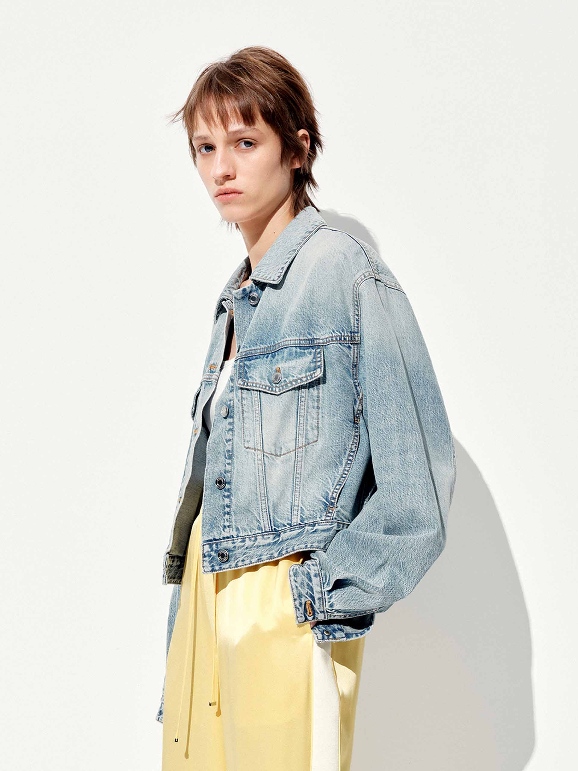 Cropped Cotton Denim Jacket - Image 3
