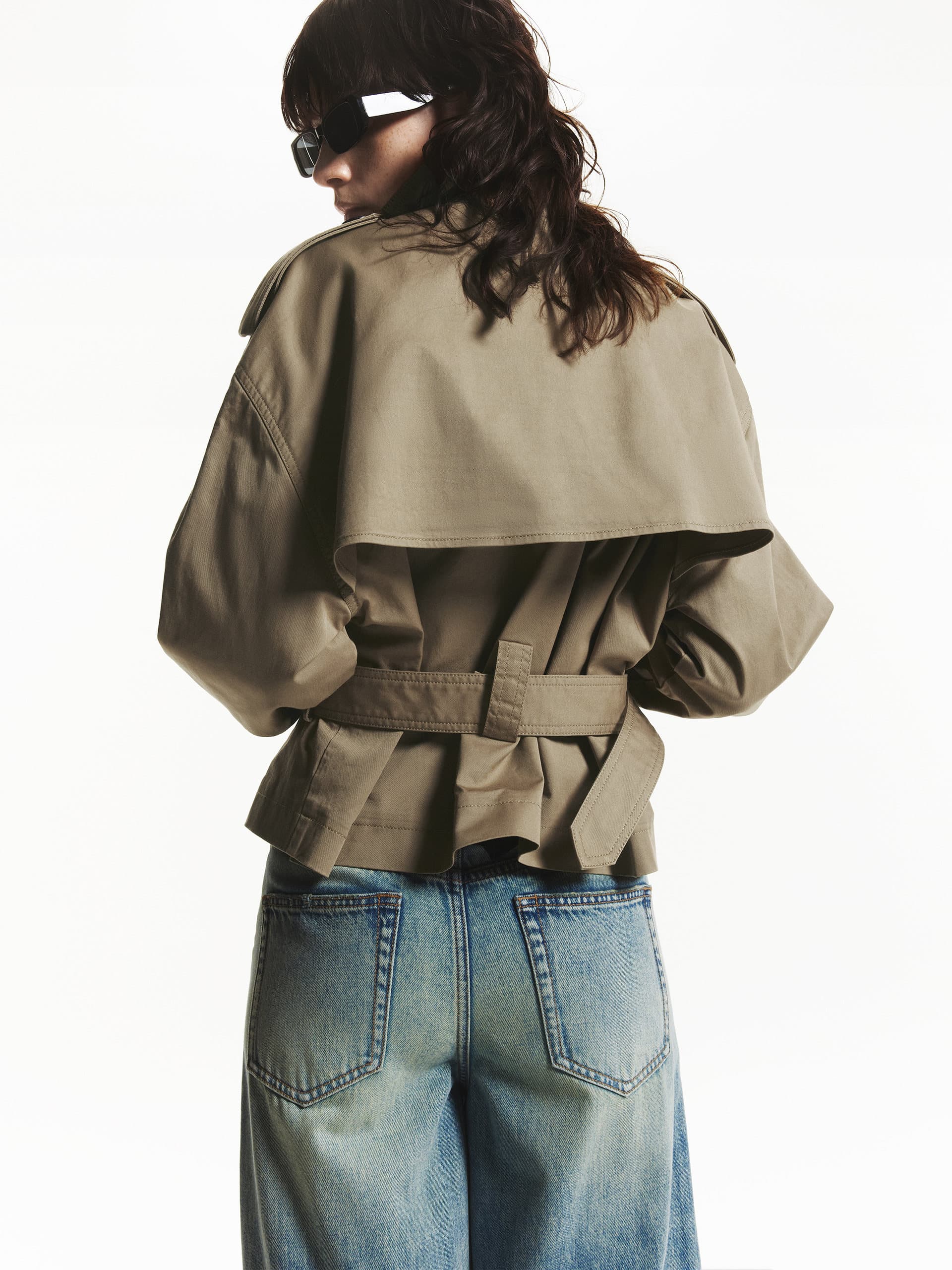 Cropped Cotton Trench Coat - Image 3