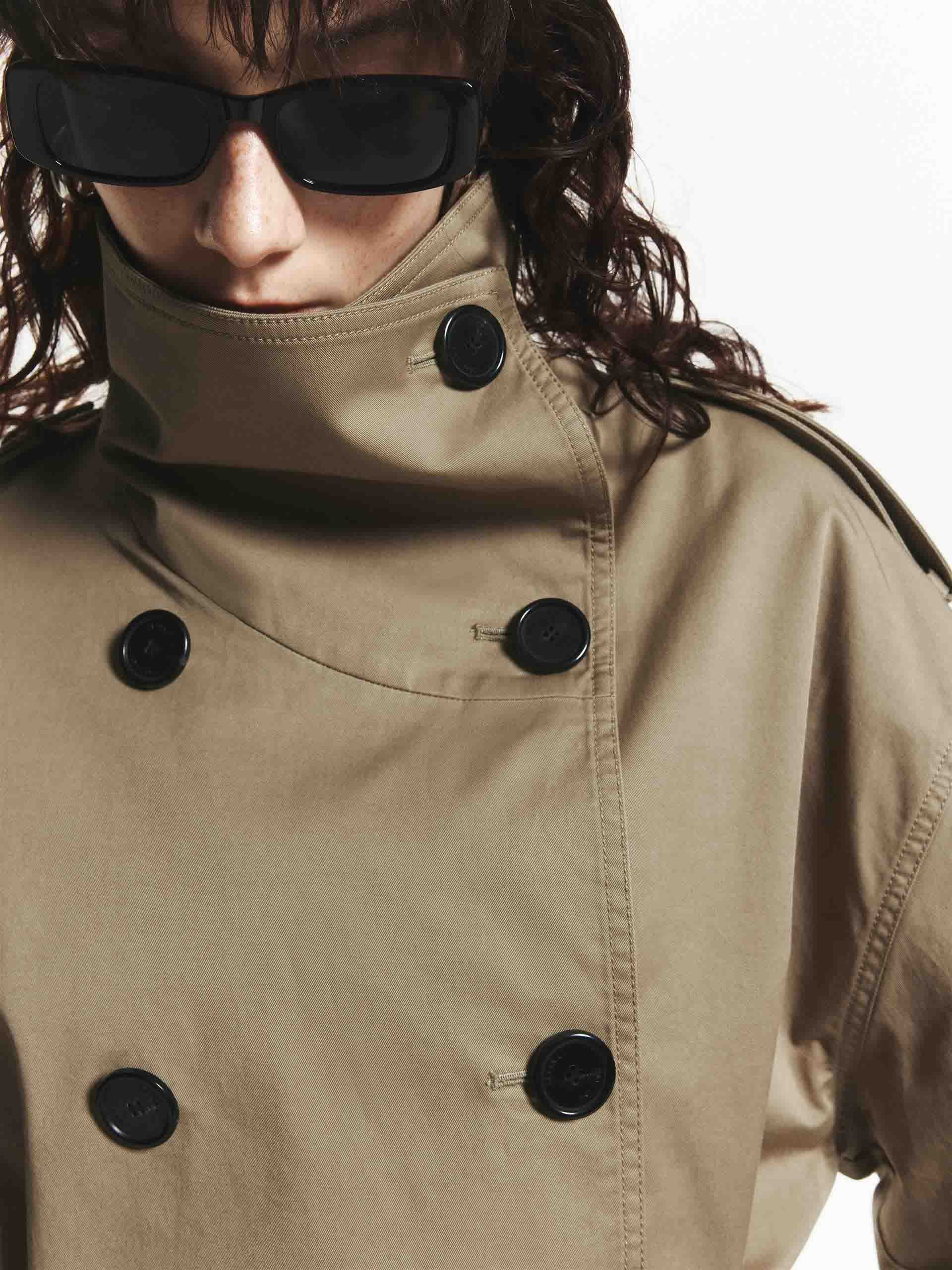 Cropped Cotton Trench Coat - Image 6