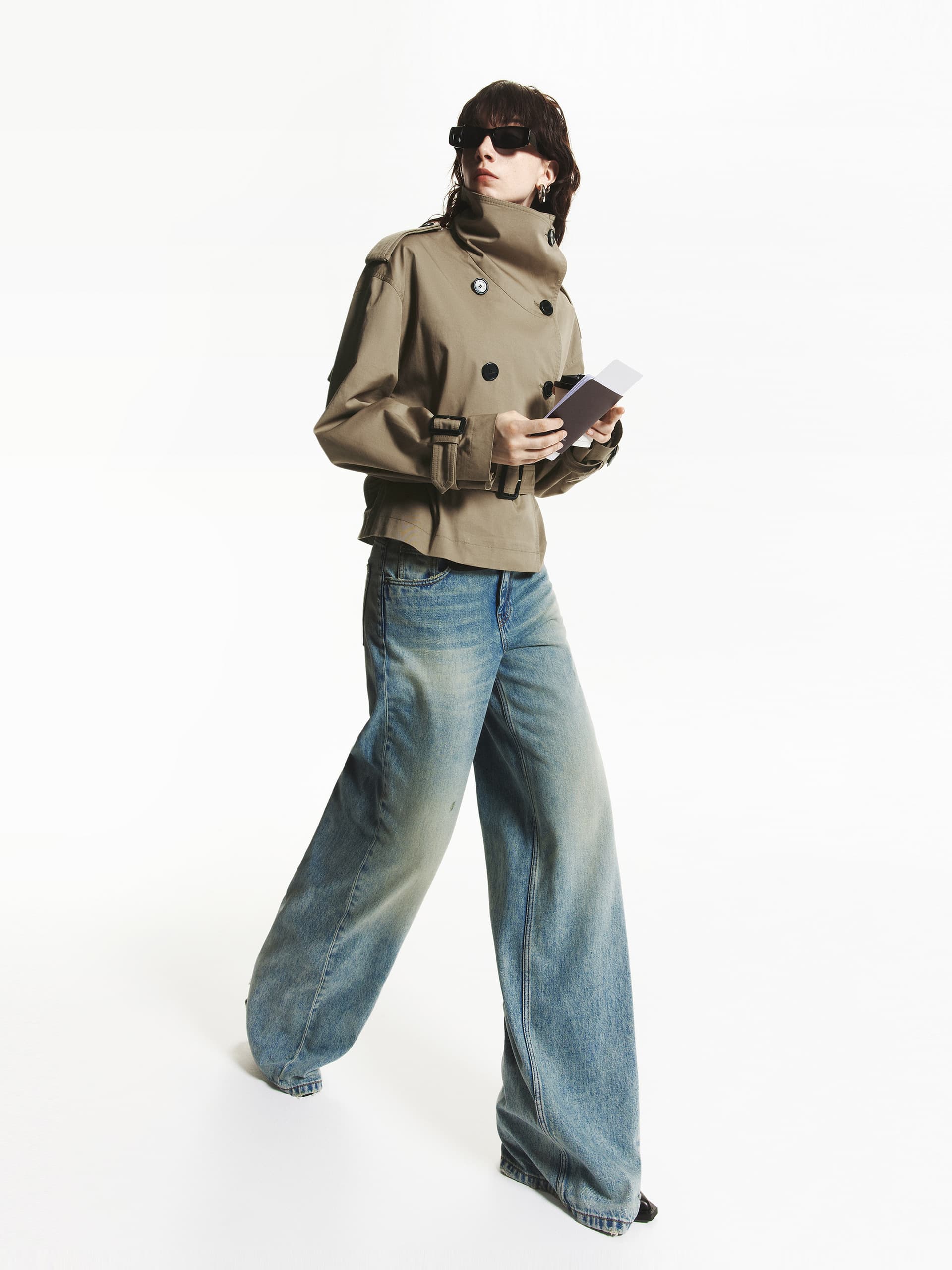 Cropped Cotton Trench Coat - Image 7