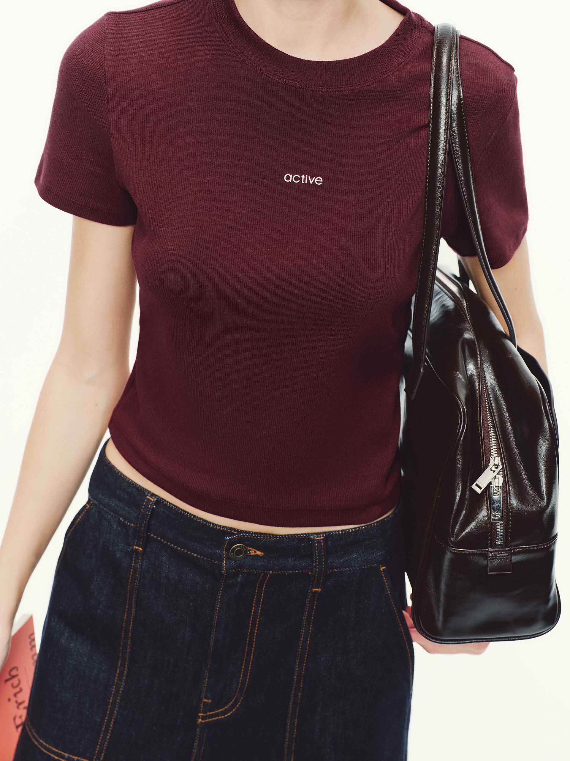Cropped Cut Cotton T-shirt - Image 7