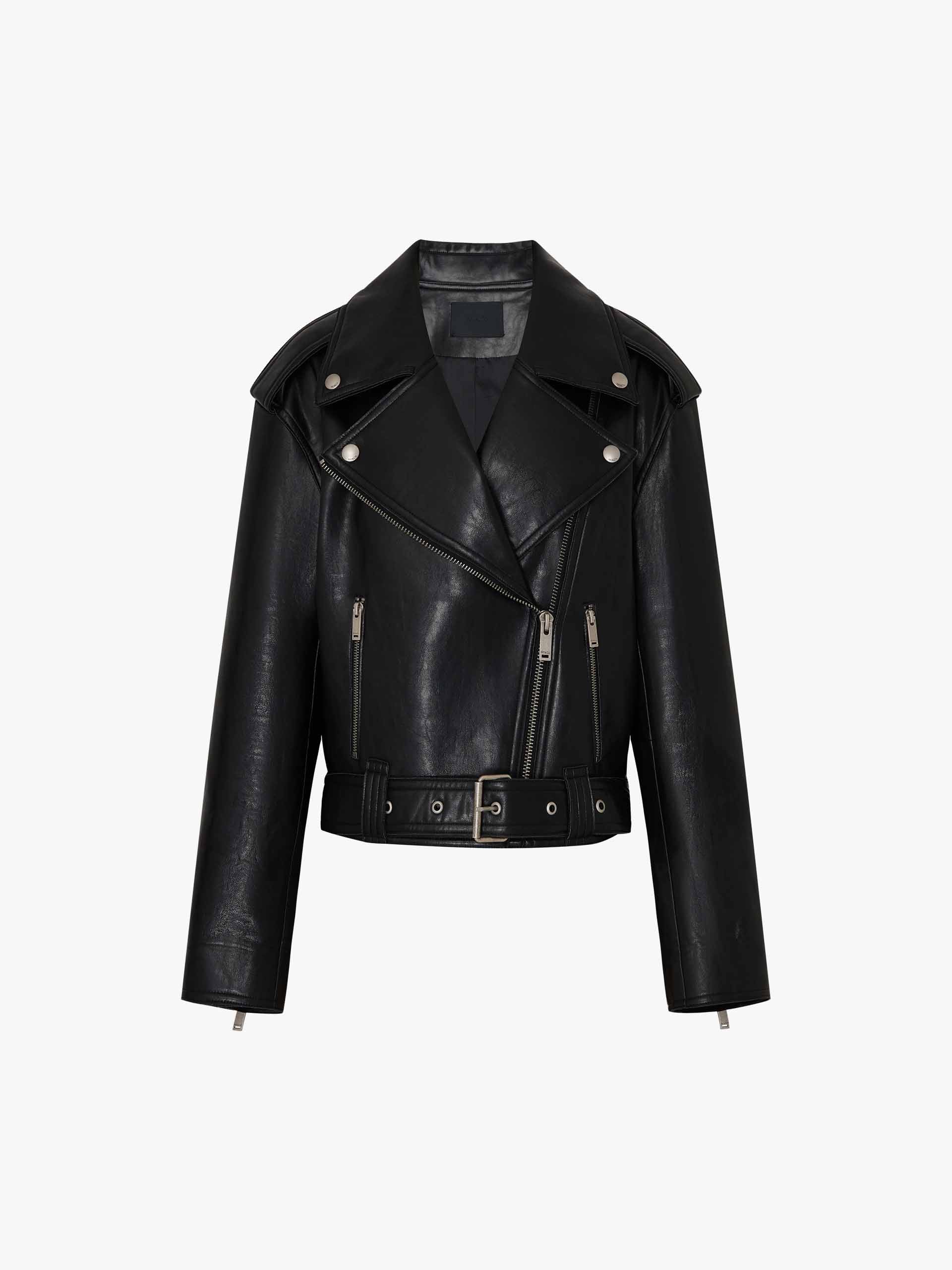 Cropped Faux Leather Jacket - Image 5