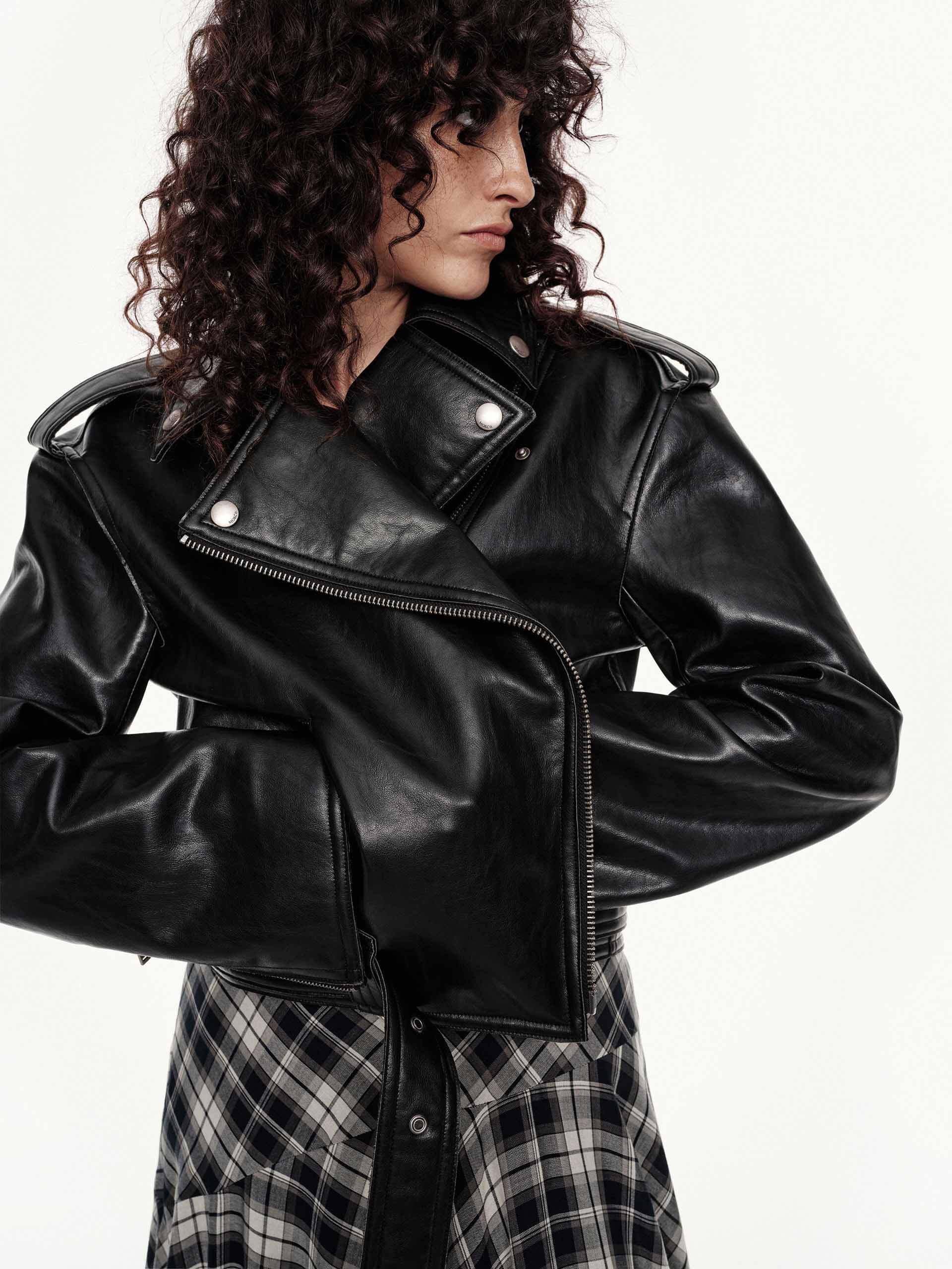 Cropped Faux Leather Jacket - Image 8