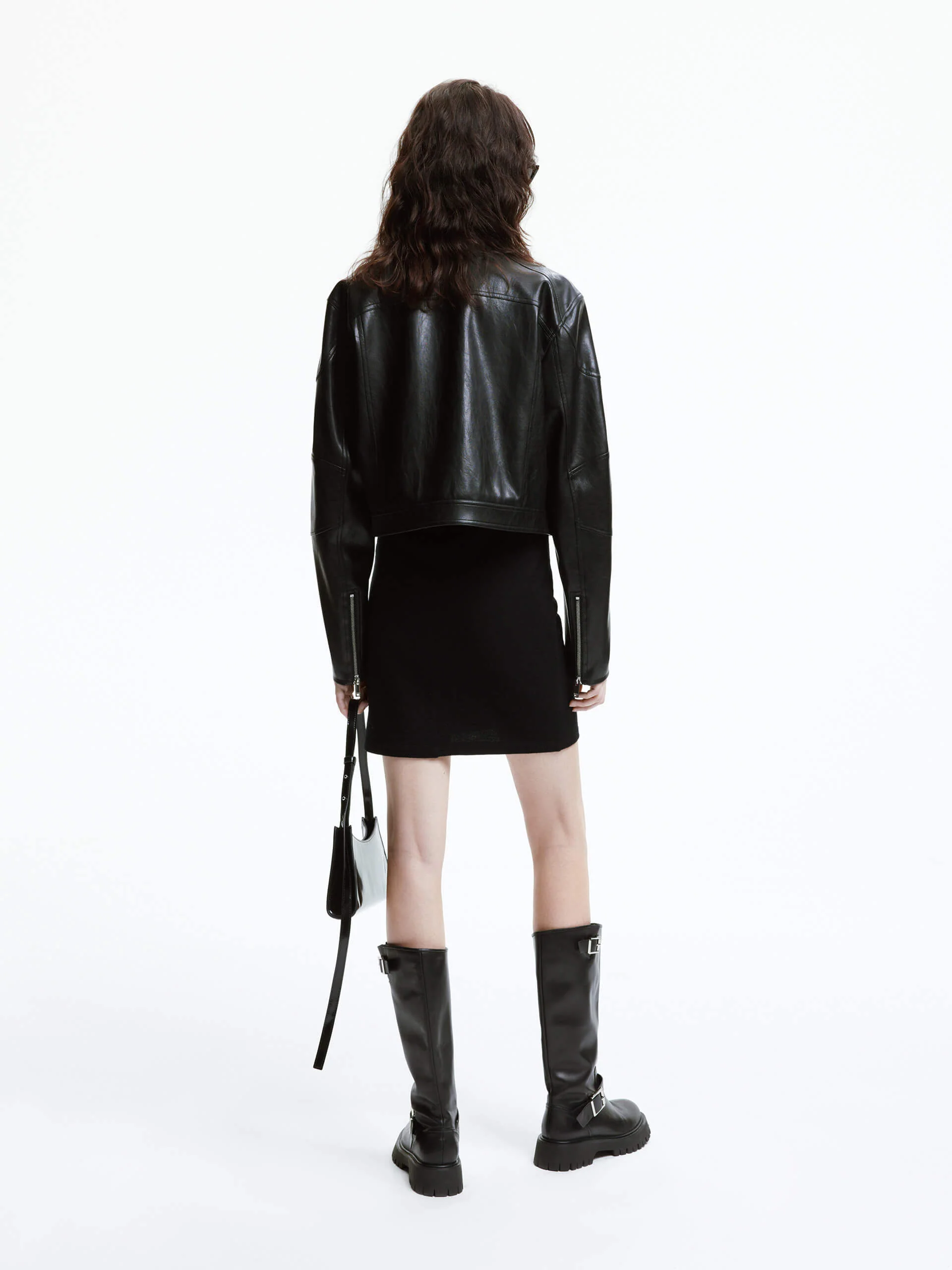 Cropped Faux Leather Jacket - Image 3
