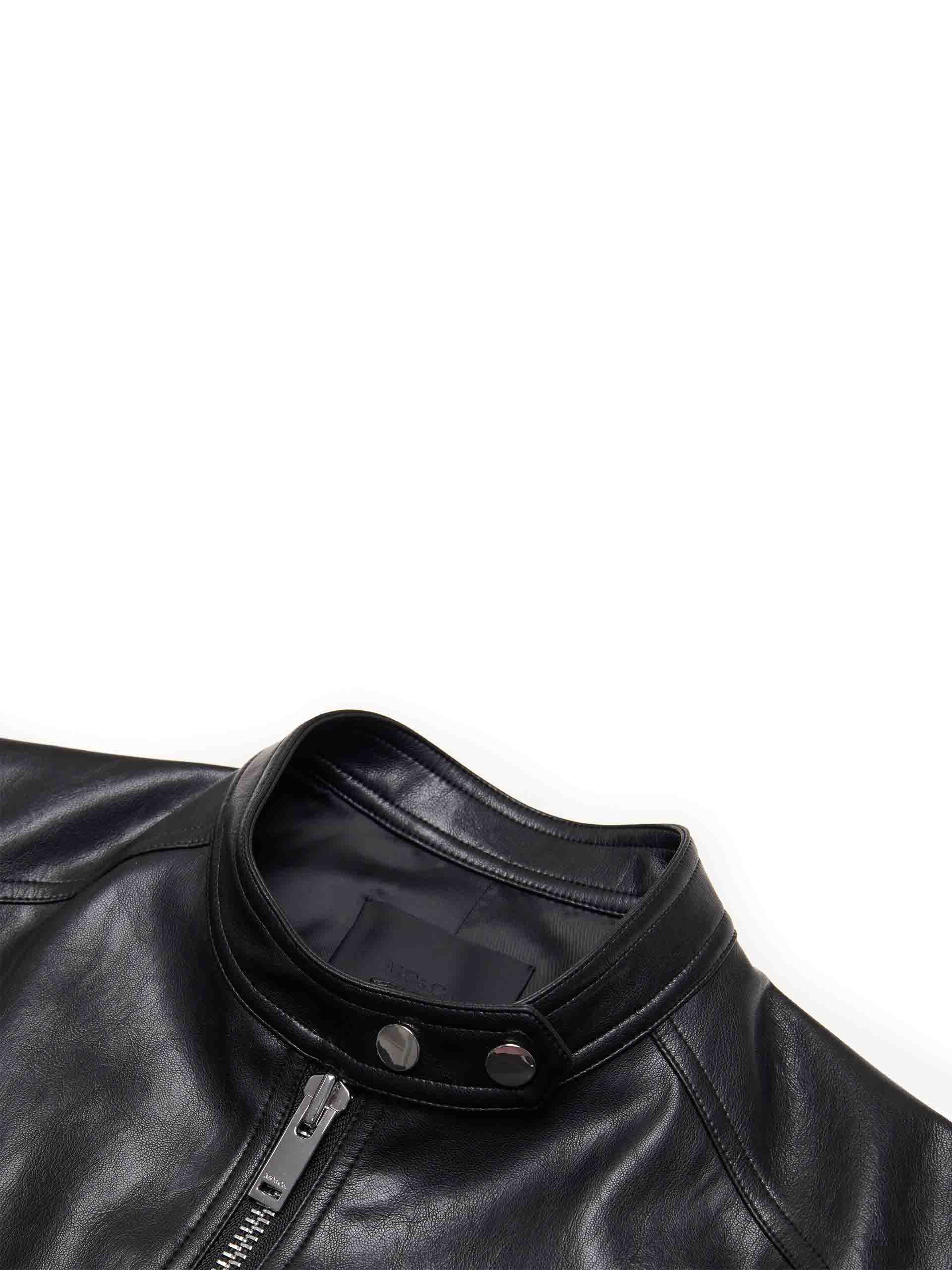 Cropped Faux Leather Jacket - Image 4