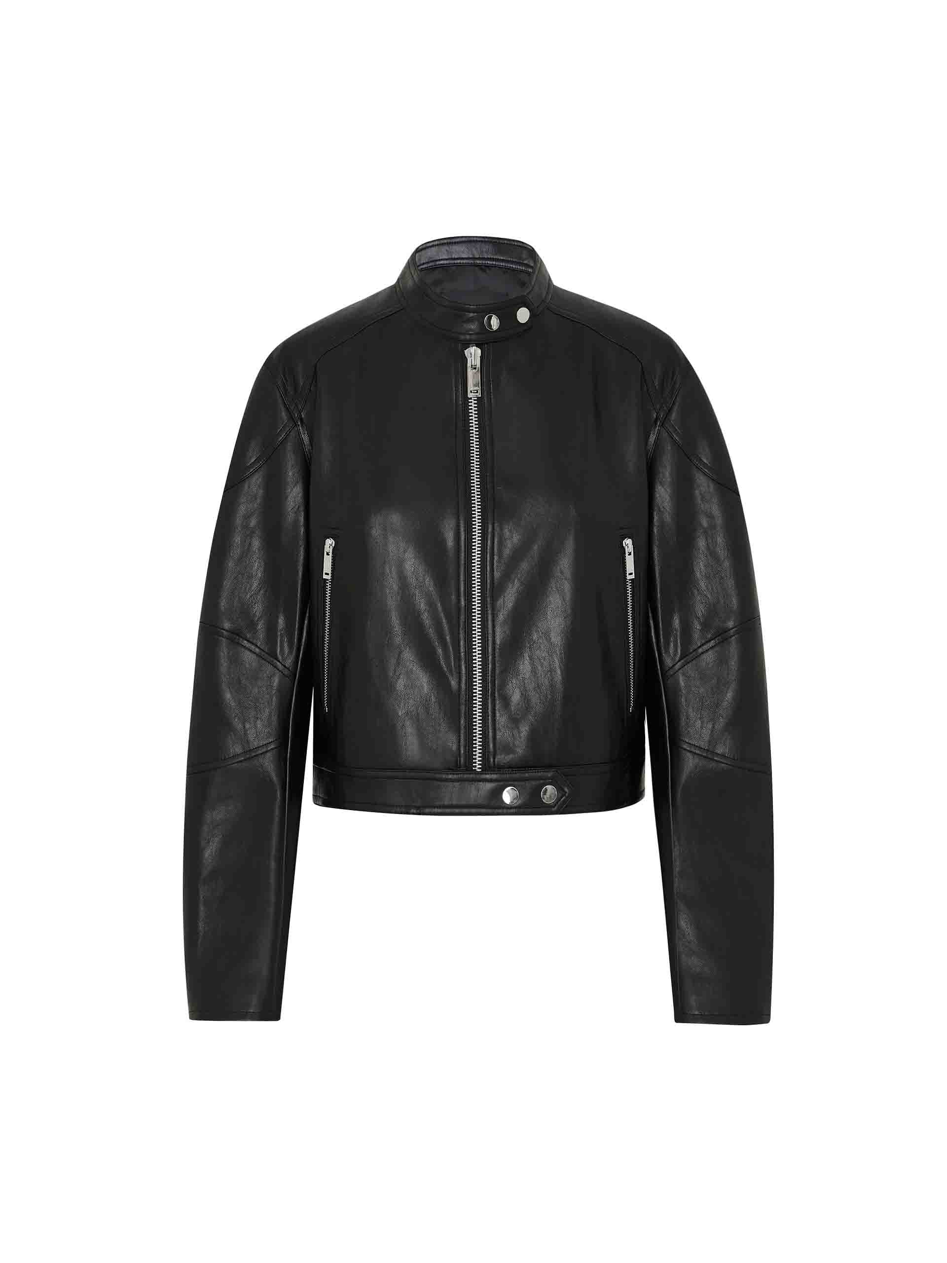 Cropped Faux Leather Jacket - Image 5