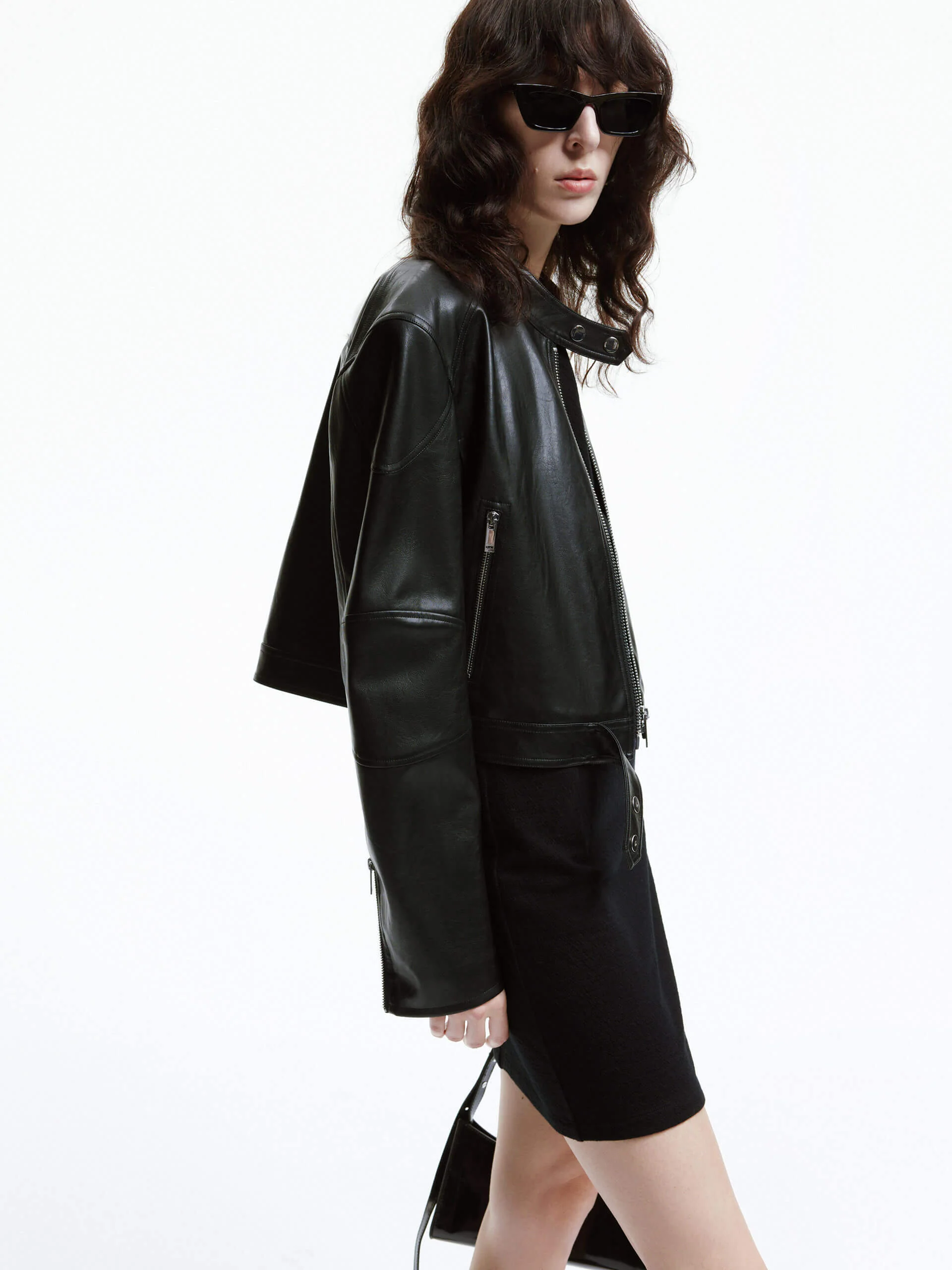 Cropped Faux Leather Jacket - Image 6