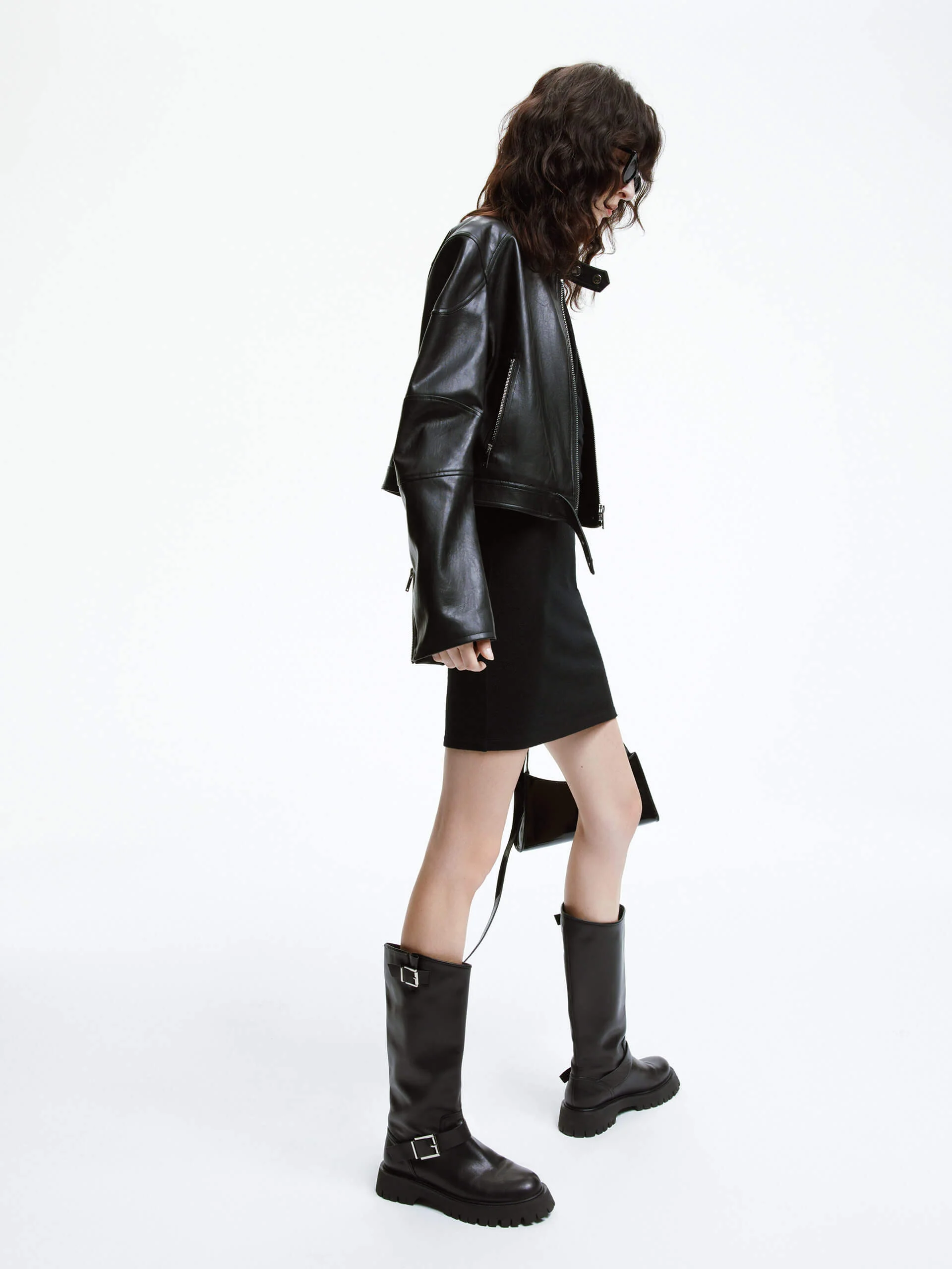 Cropped Faux Leather Jacket - Image 8
