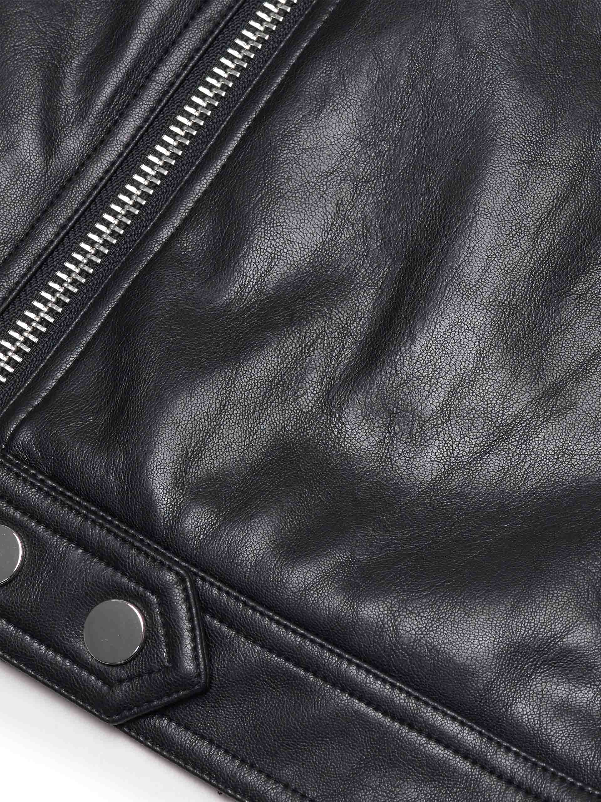 Cropped Faux Leather Jacket - Image 9
