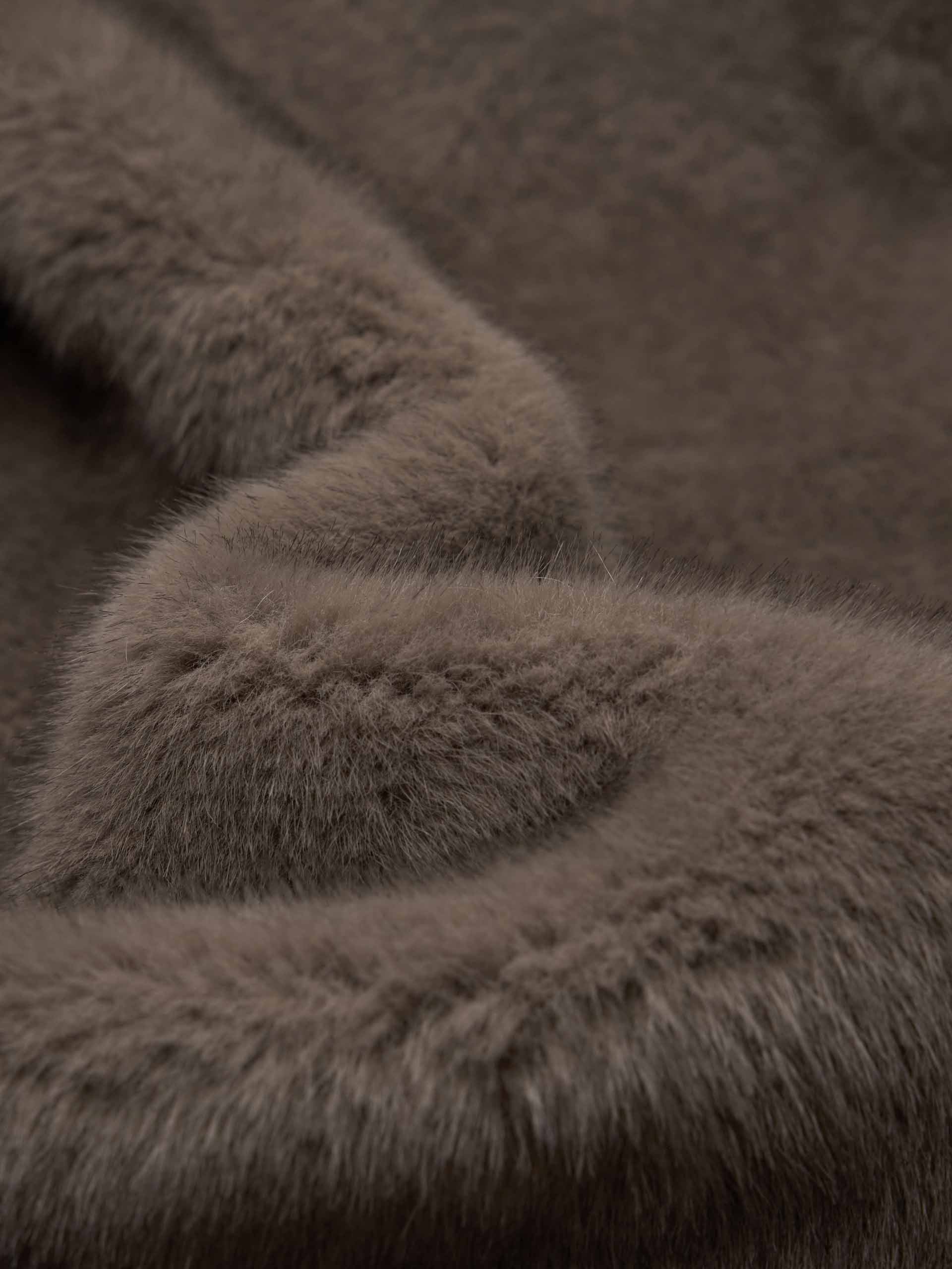 Cropped Fit Faux Fur Coat - Image 12