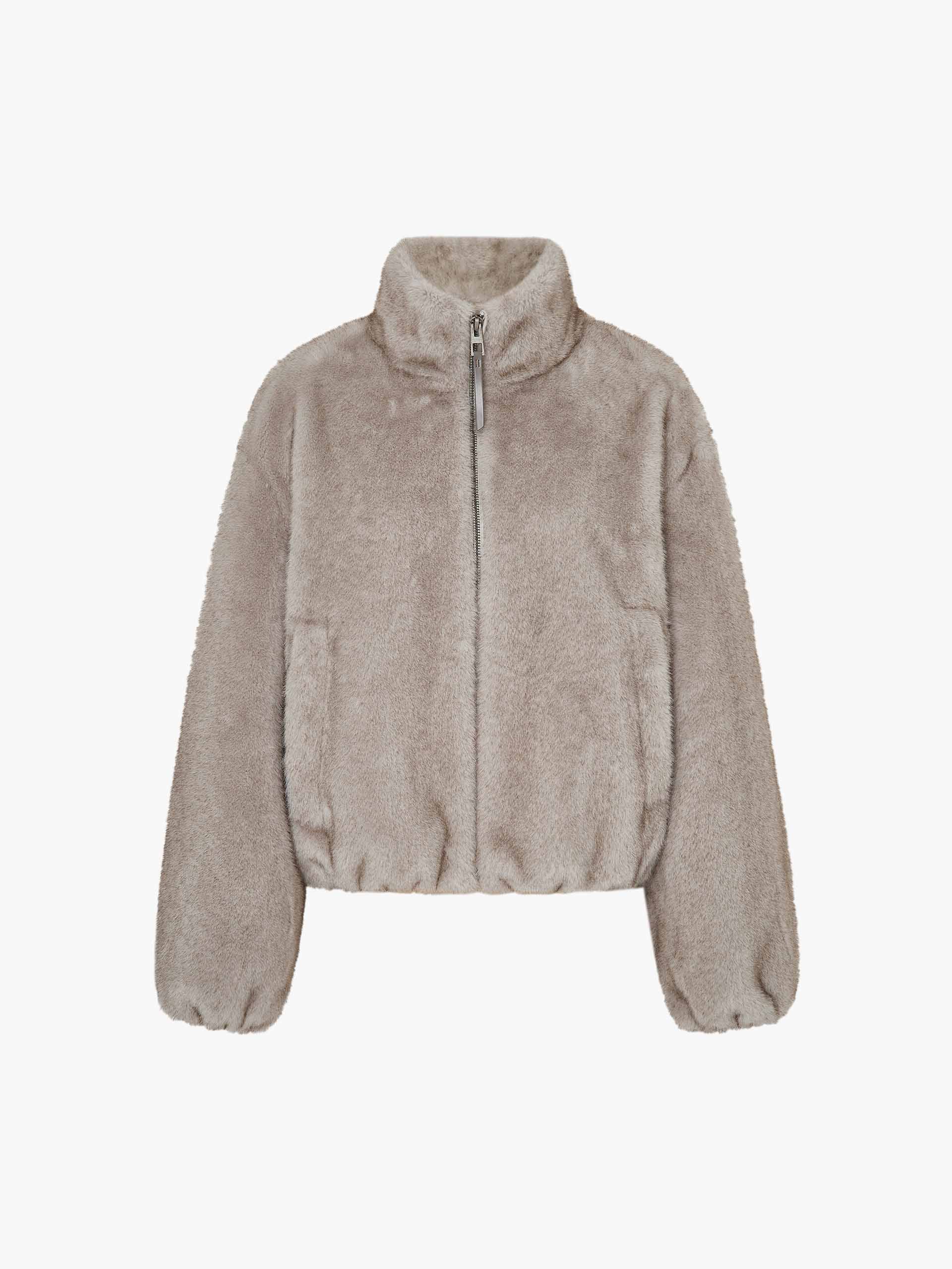 Cropped Fit Faux Fur Coat - Image 5