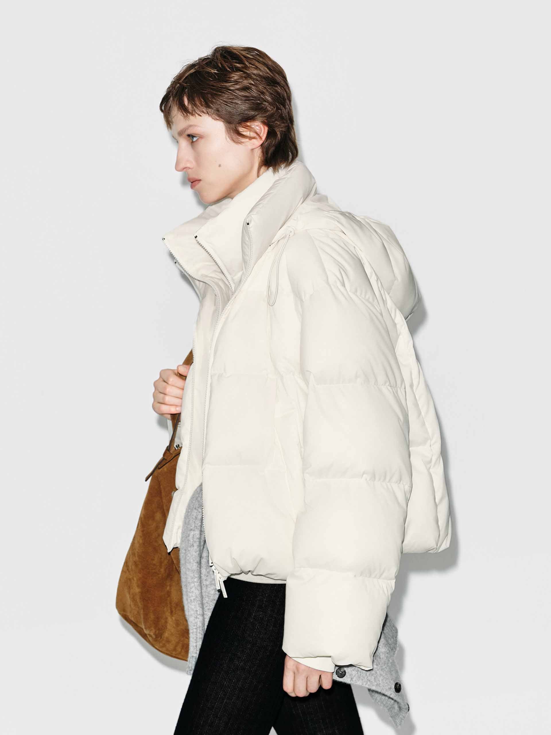Cropped Hooded Down Jacket - Image 3