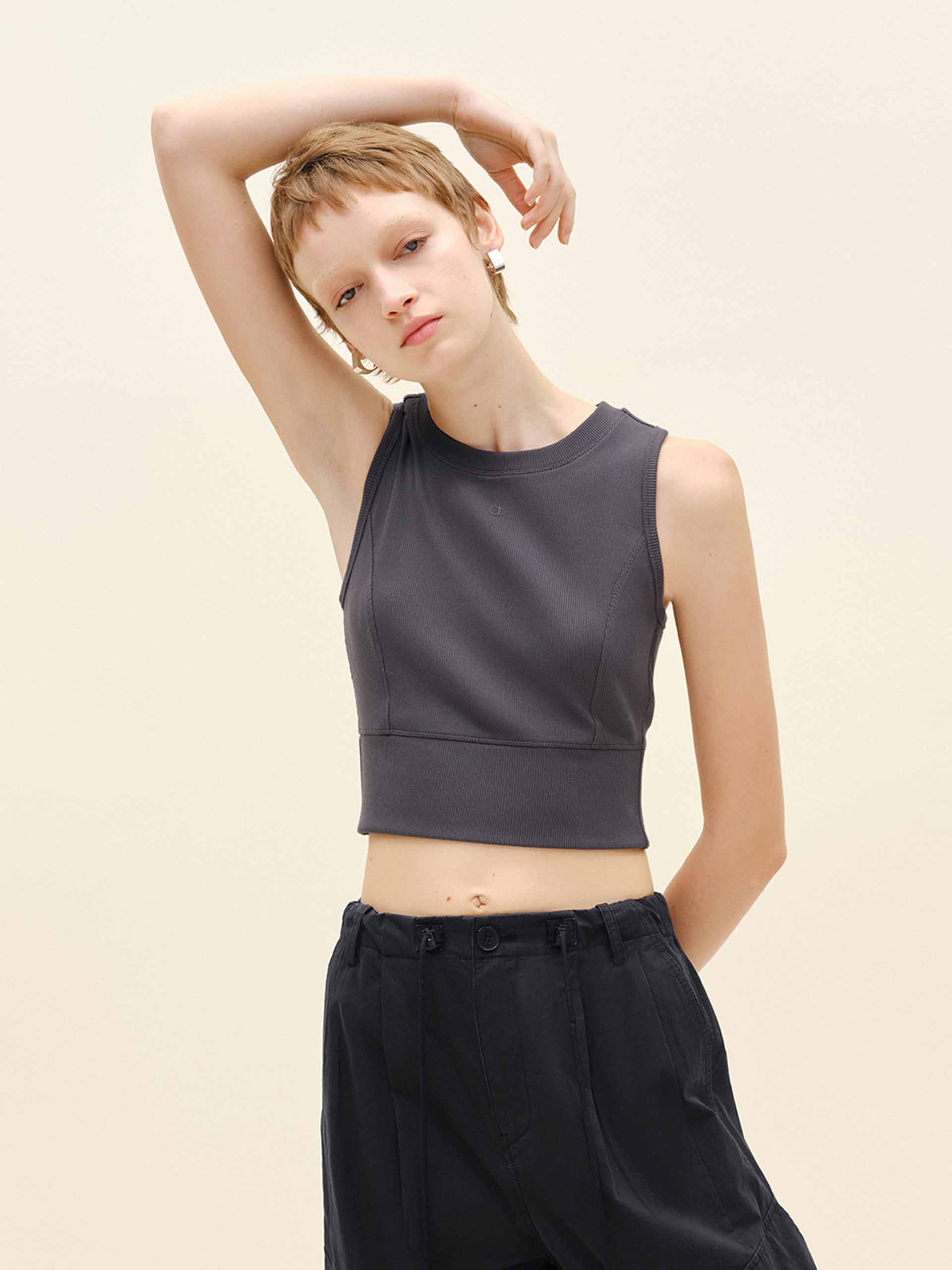 Cropped Knitted Tank Top - Image 11