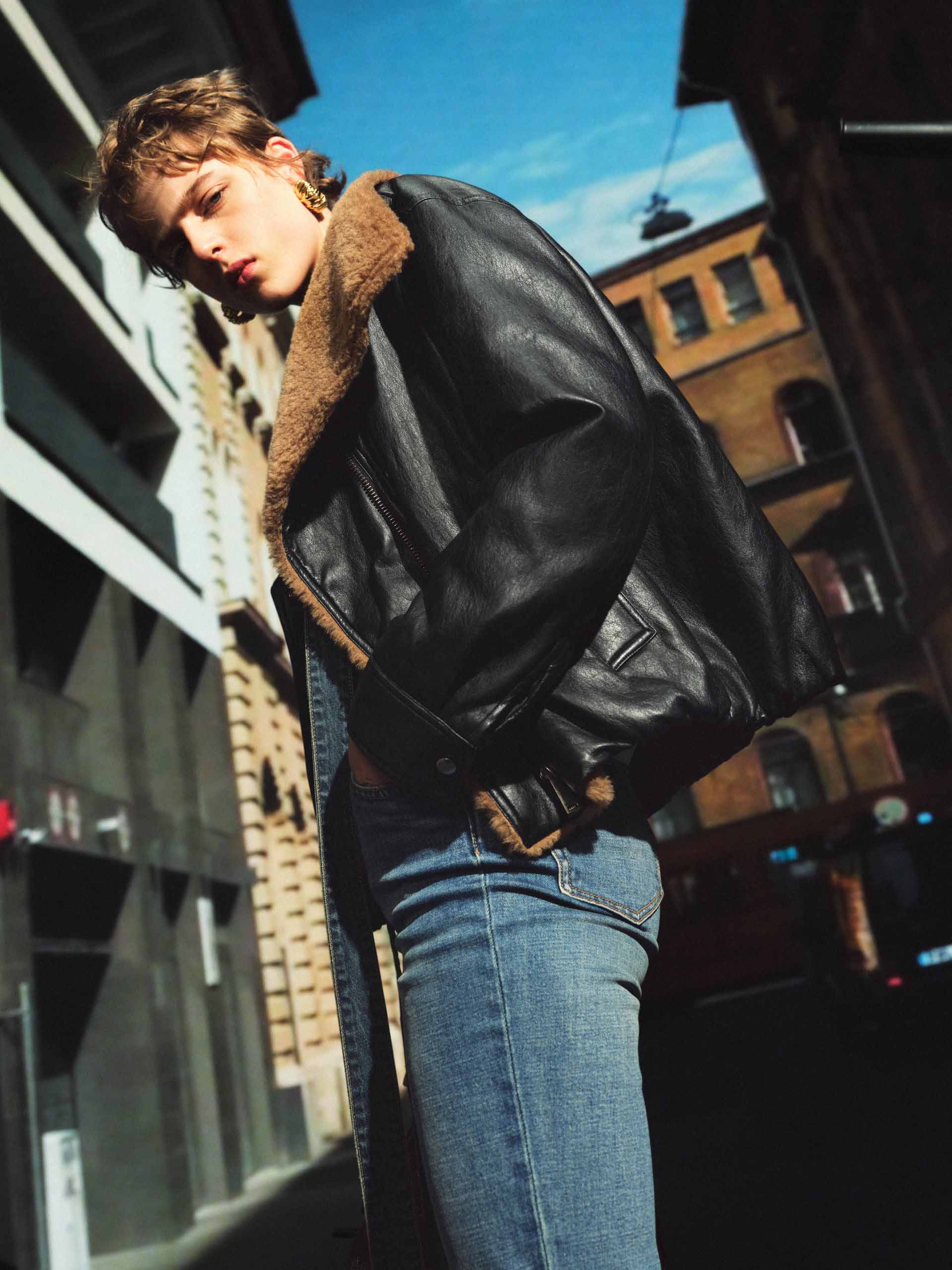 Cropped Leather Down Jacket - Image 2
