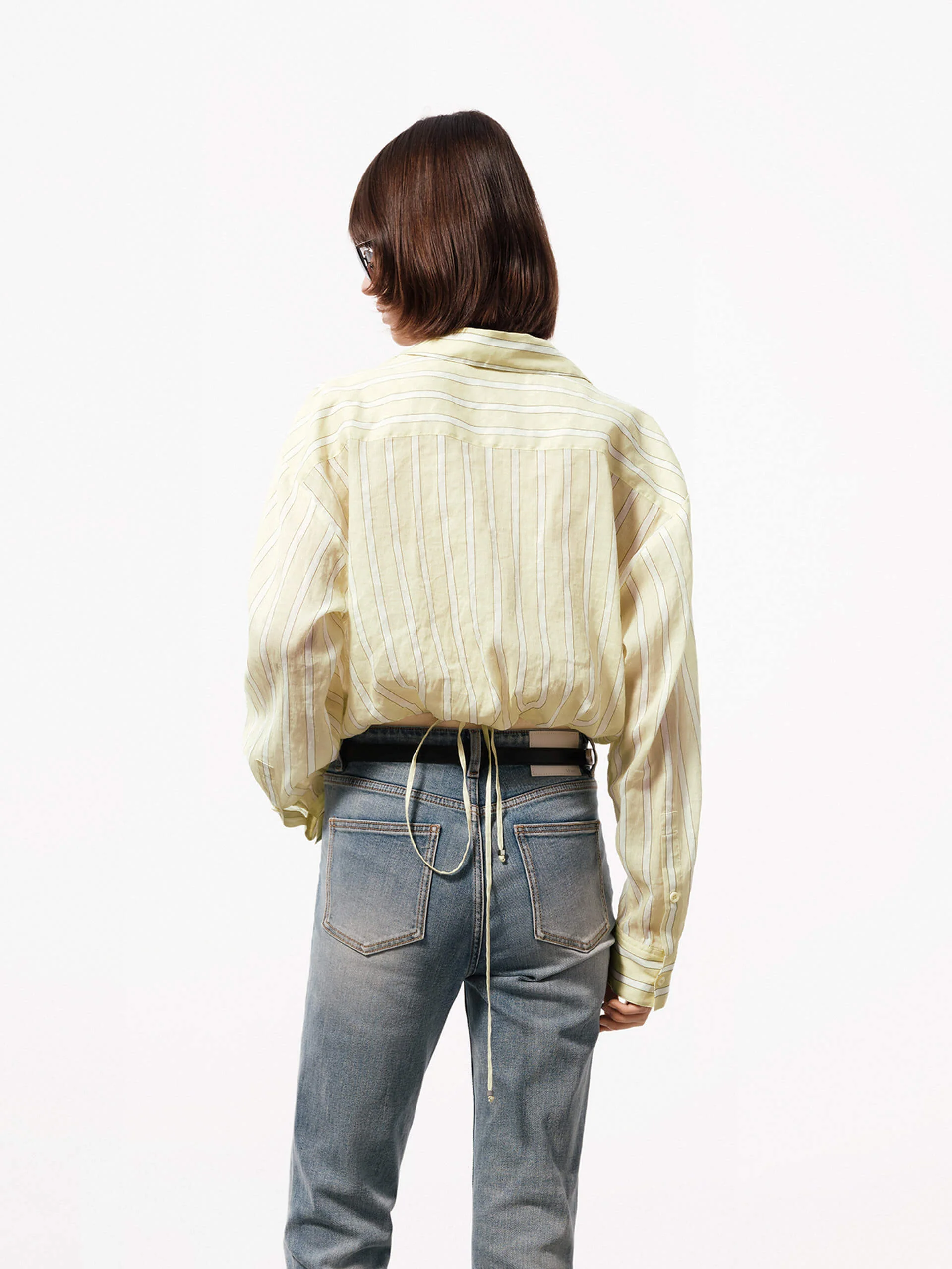Cropped Pinstriped Blouse - Image 4