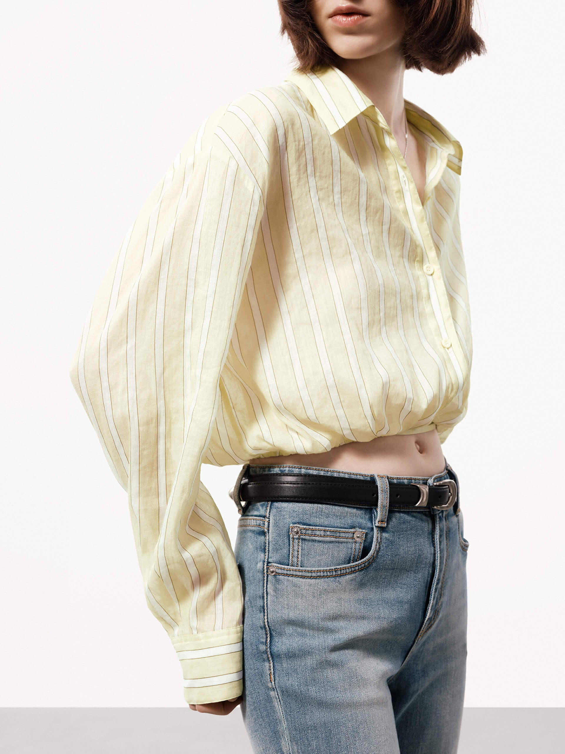 Cropped Pinstriped Blouse - Image 6